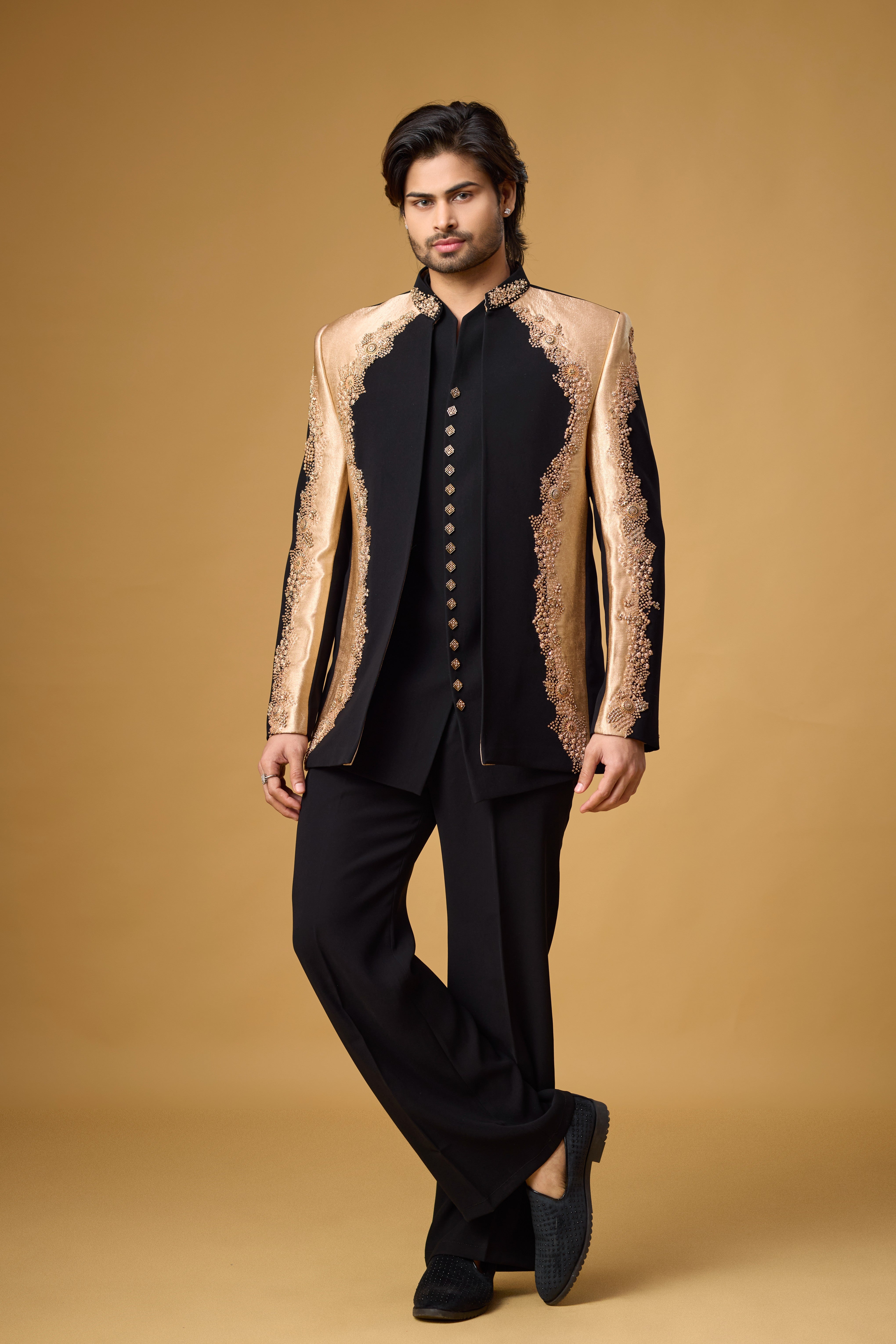 Midnight Regal Black & Gold Indo-Western Ensemble
