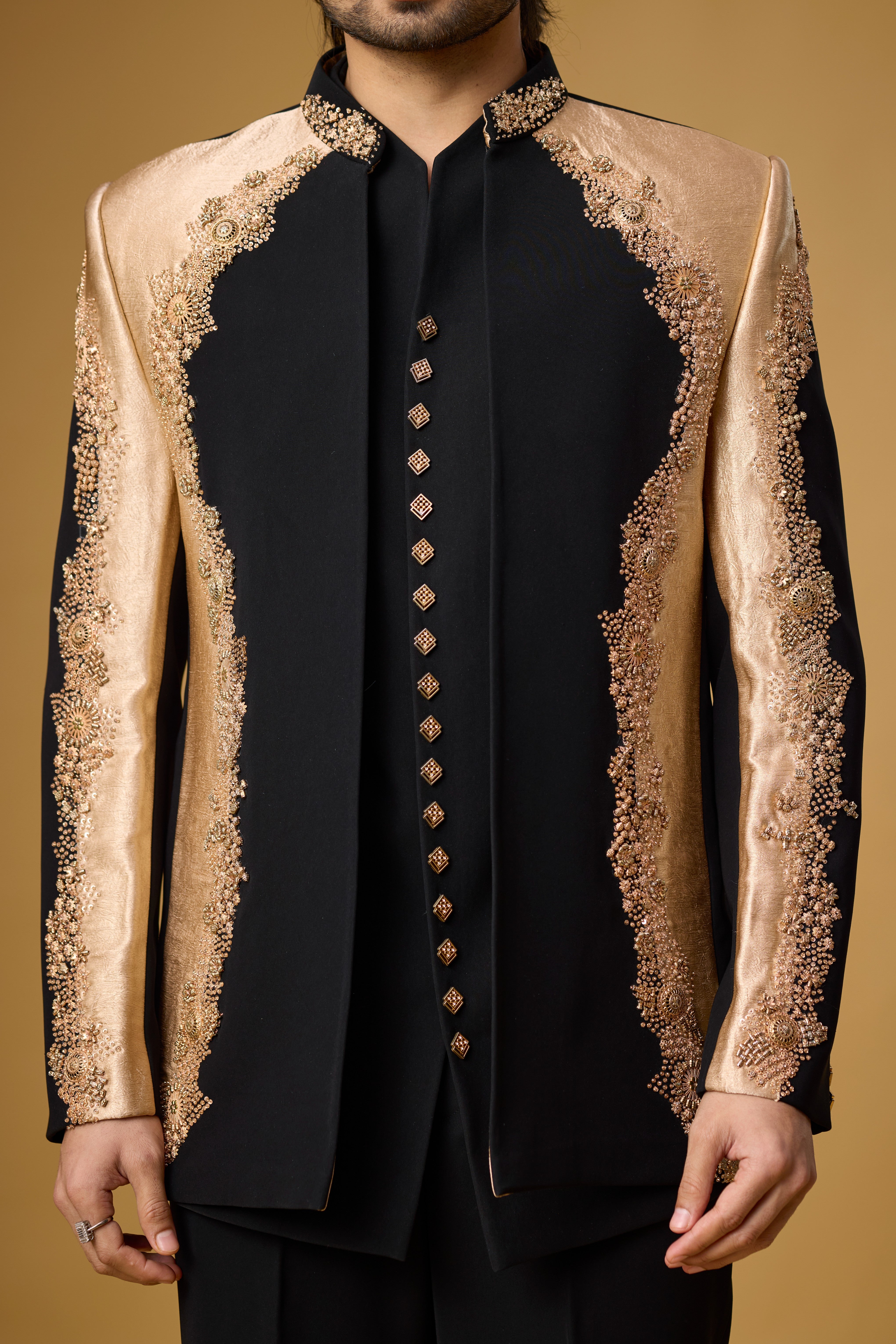 Midnight Regal Black & Gold Indo-Western Ensemble