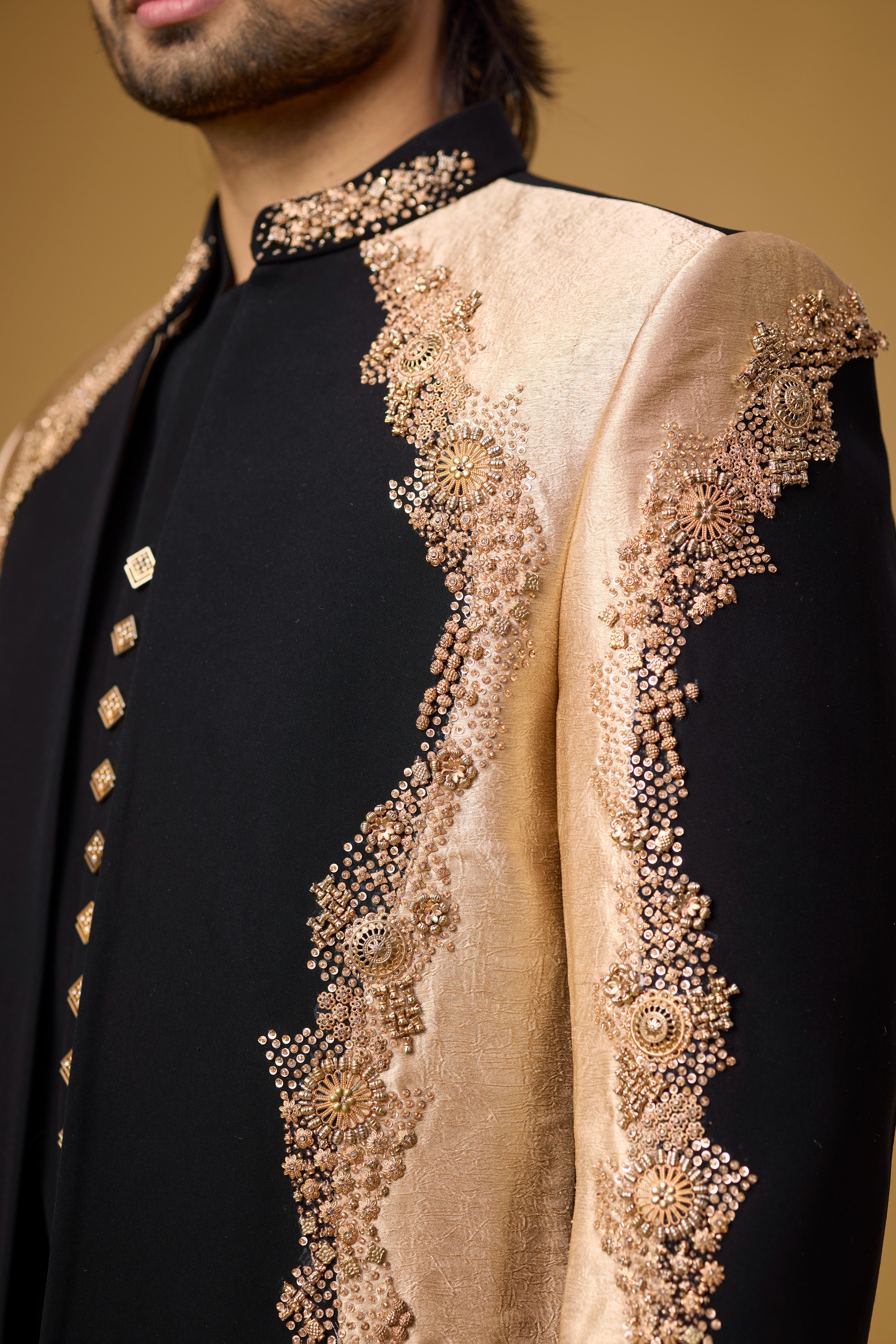 Midnight Regal Black & Gold Indo-Western Ensemble
