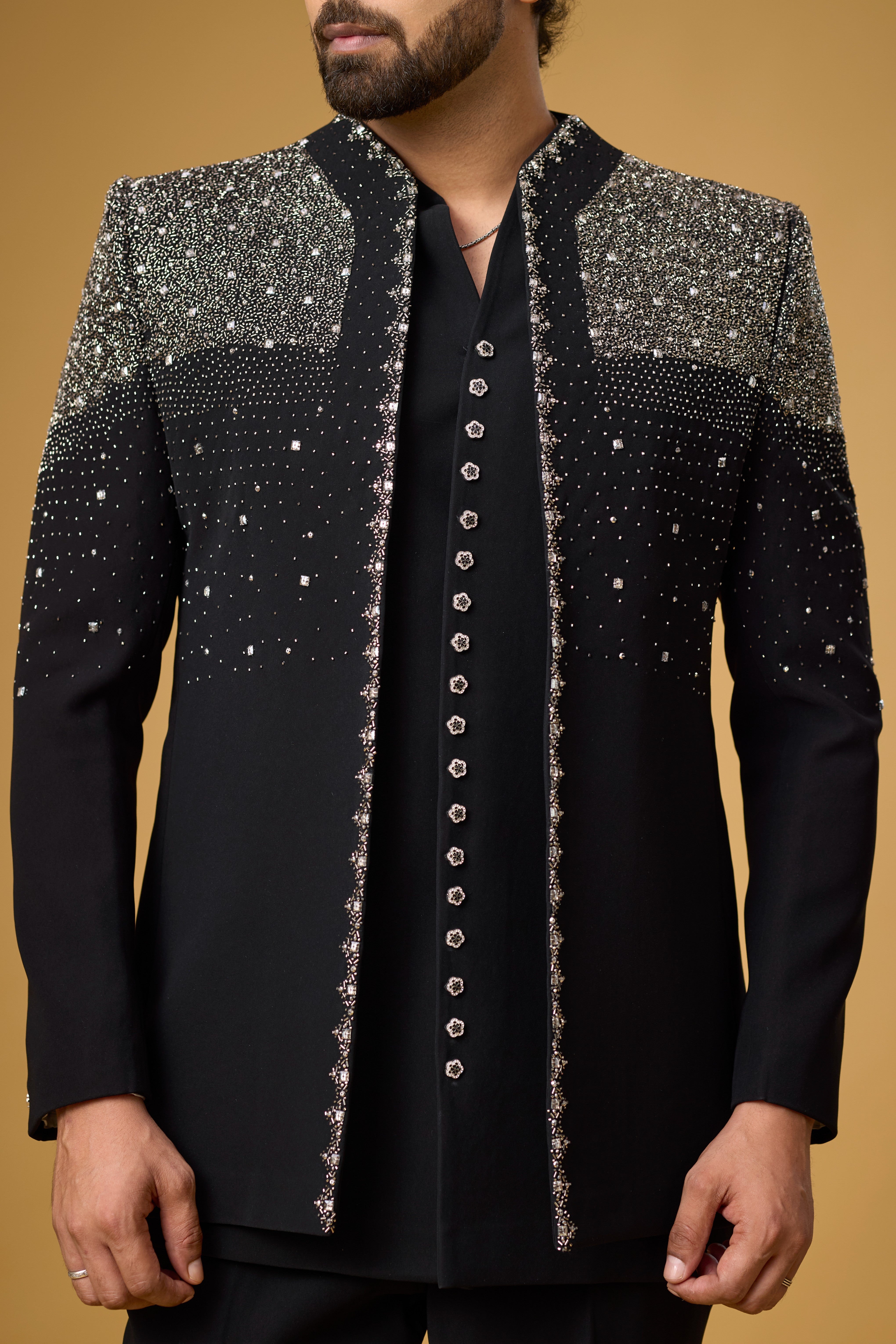 Midnight Noir Crystal Embellished Indo-Western Ensemble
