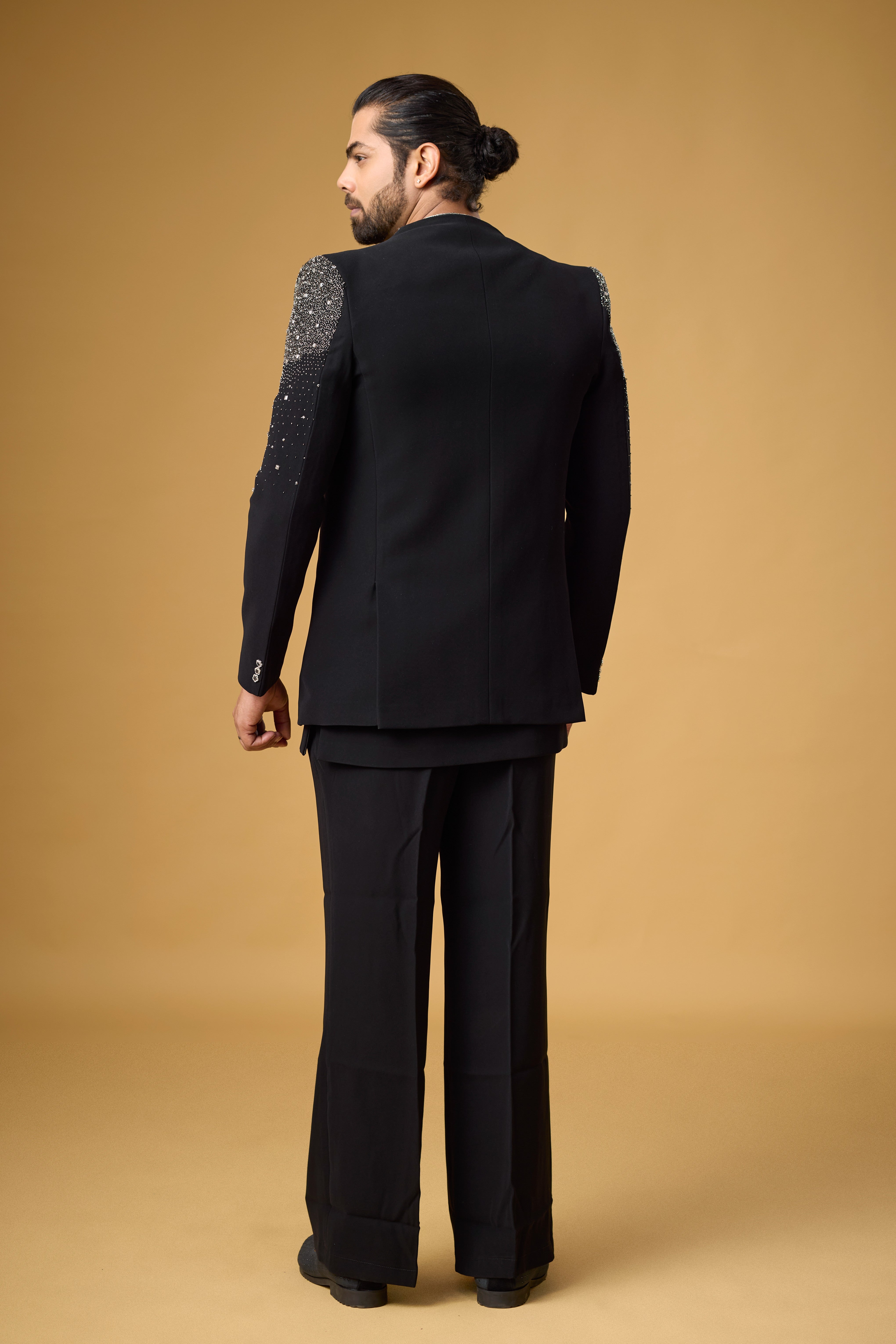 Midnight Noir Crystal Embellished Indo-Western Ensemble