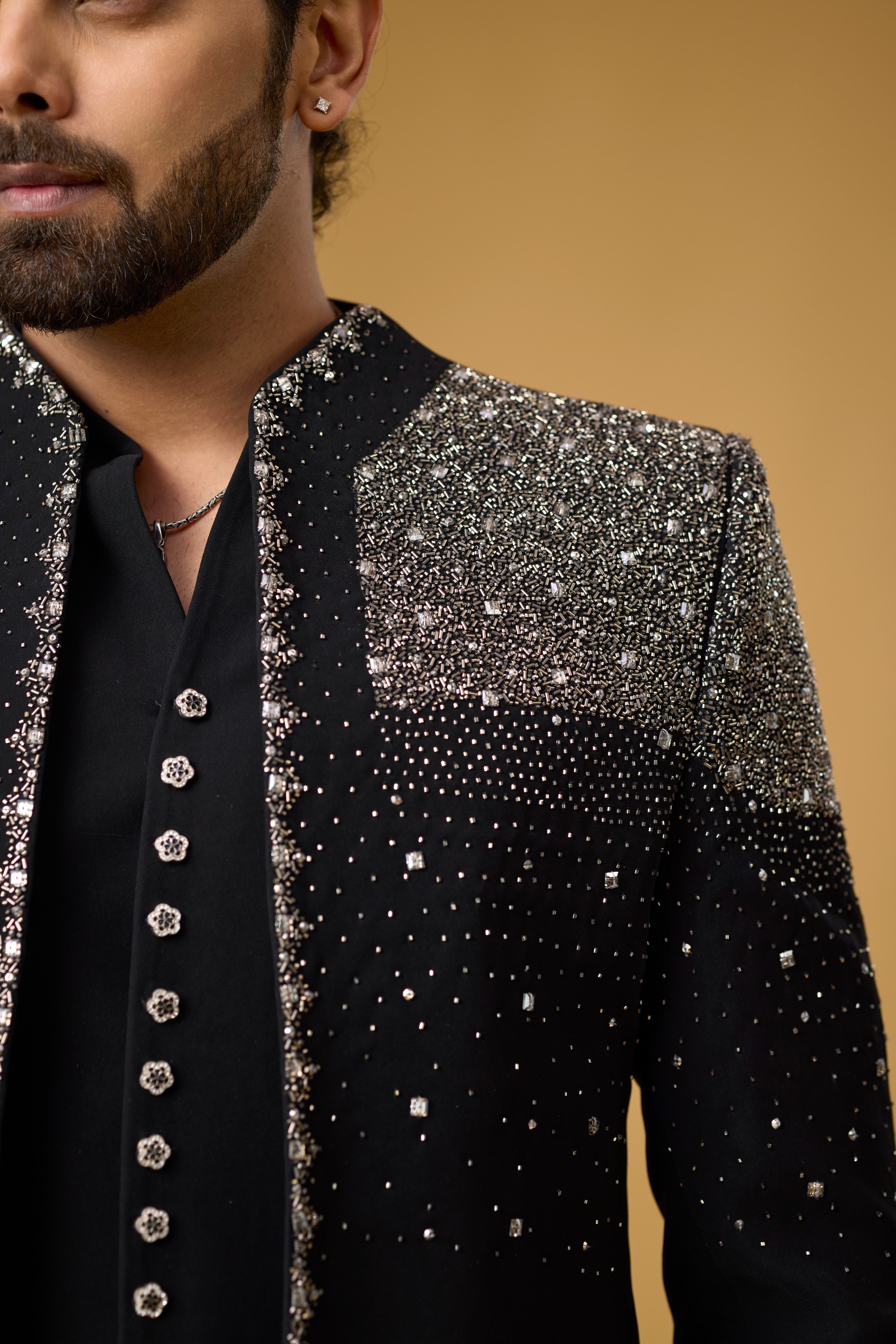 Midnight Noir Crystal Embellished Indo-Western Ensemble
