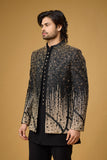 Midnight Noir Gold Gradient Embellished Indo-Western Ensemble