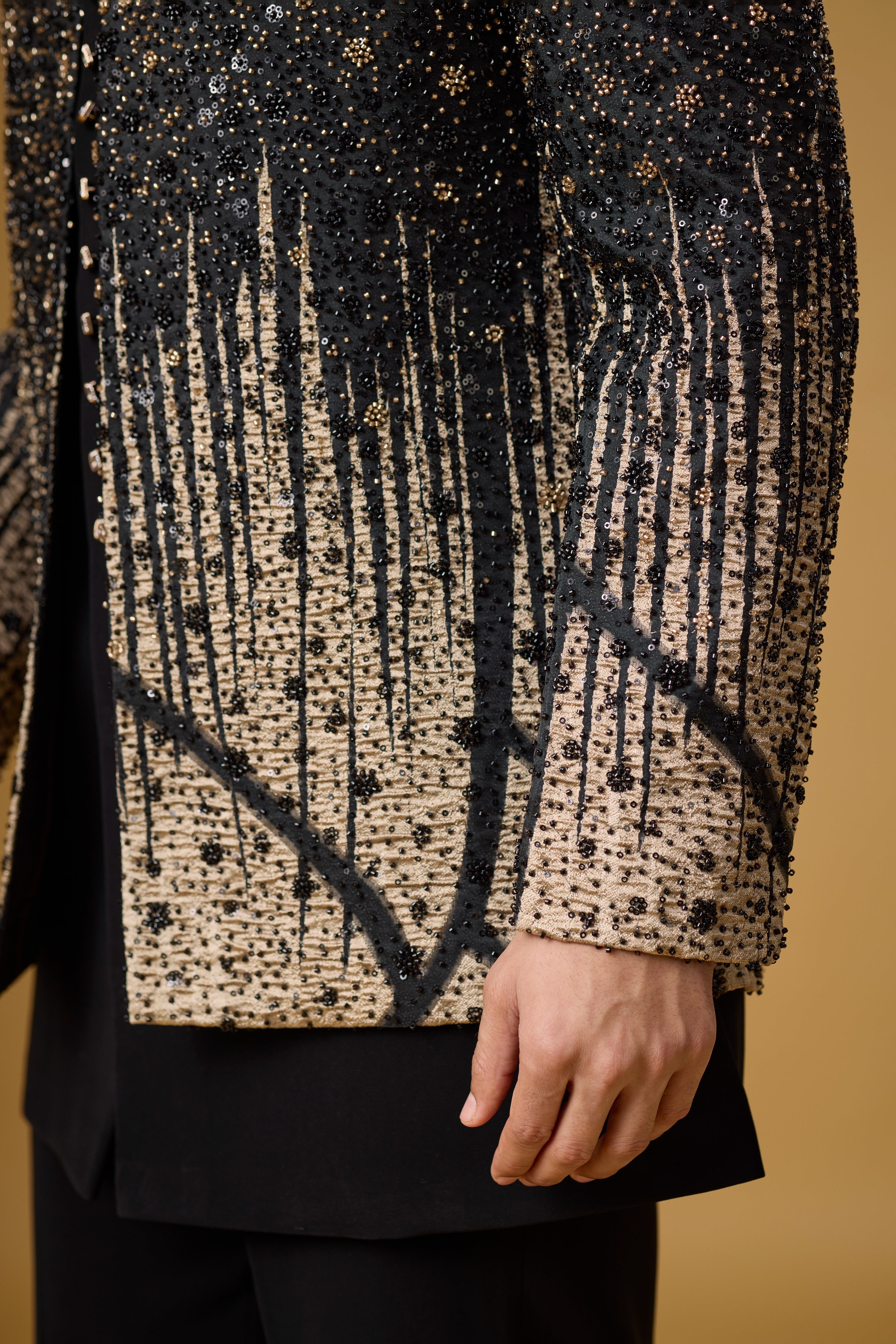 Midnight Noir Gold Gradient Embellished Indo-Western Ensemble
