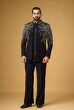 Midnight Noir Ornate Vine Embroidered Indo-Western Ensemble