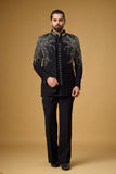 Midnight Noir Ornate Vine Embroidered Indo-Western Ensemble