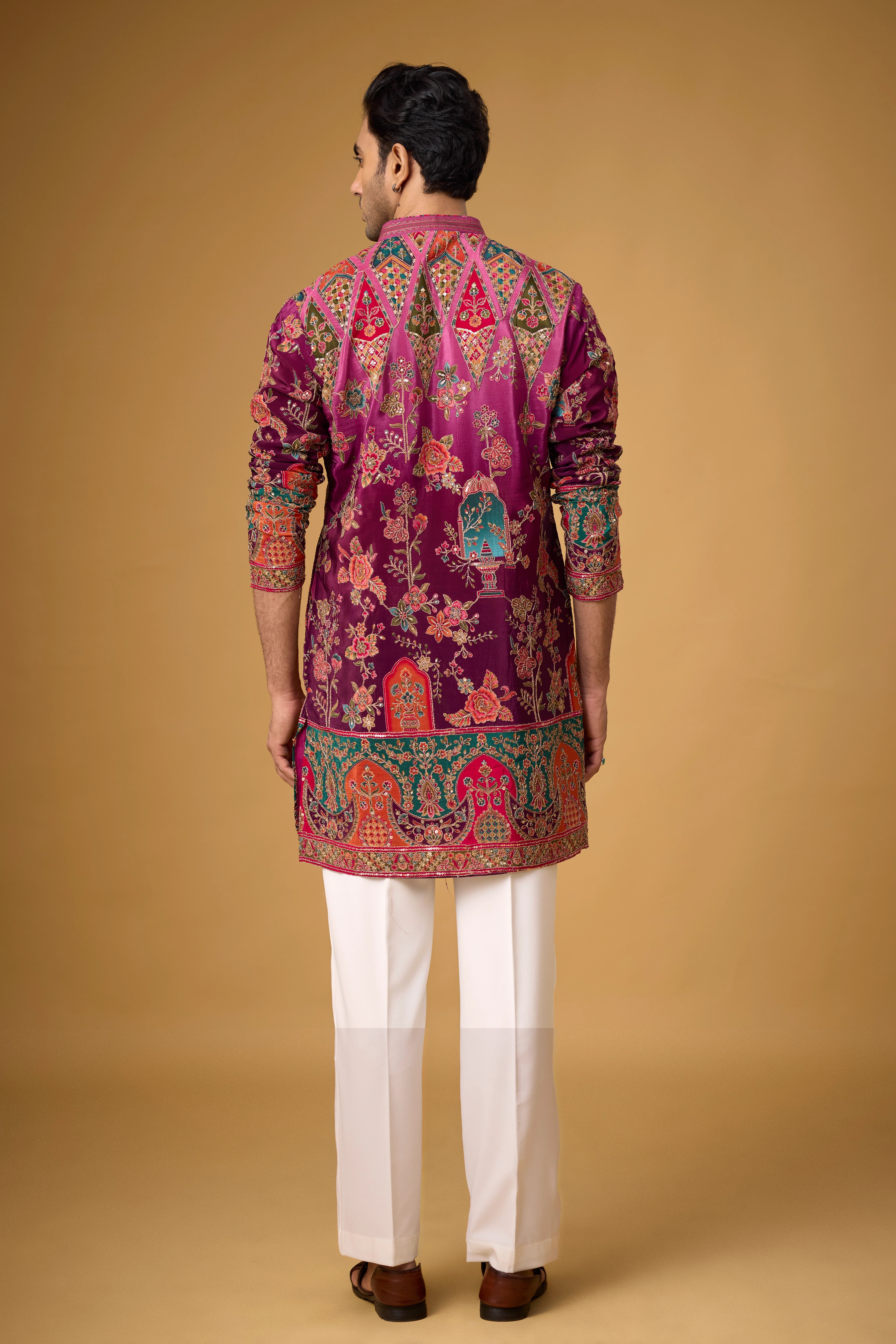 Regal Magenta Heritage Embroidered Kurta Set