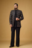 Midnight Noir Diamond Motif Embellished Indo-Western Ensemble