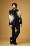 Midnight Noir Ivory Bloom Embroidered Indo-Western Ensemble