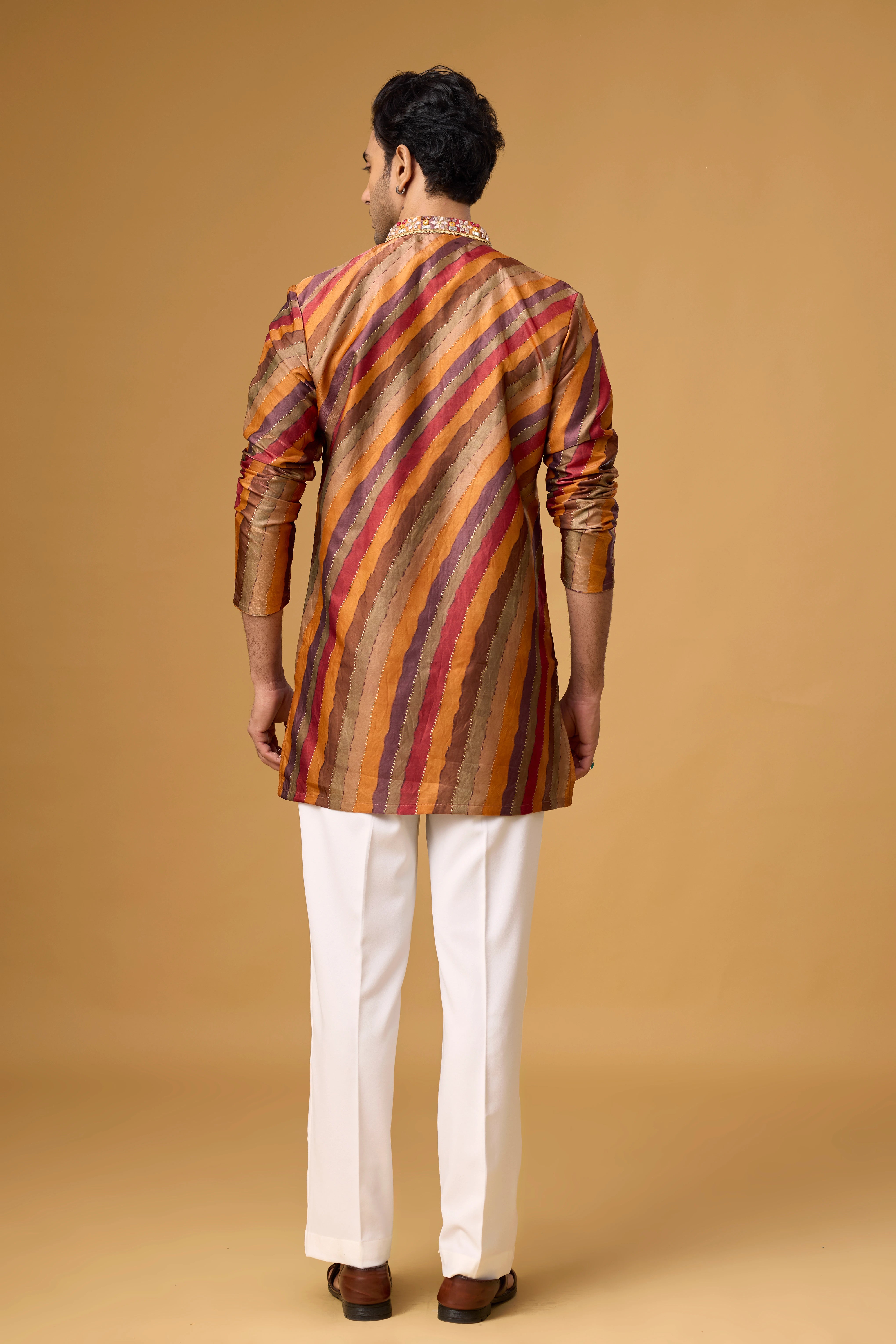 Rustic Copper Striped Heritage Kurta Set