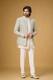 Ivory Royale Geometric Embroidered Indo-Western Ensemble