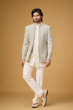 Ivory Royale Geometric Embroidered Indo-Western Ensemble