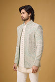 Ivory Royale Geometric Embroidered Indo-Western Ensemble