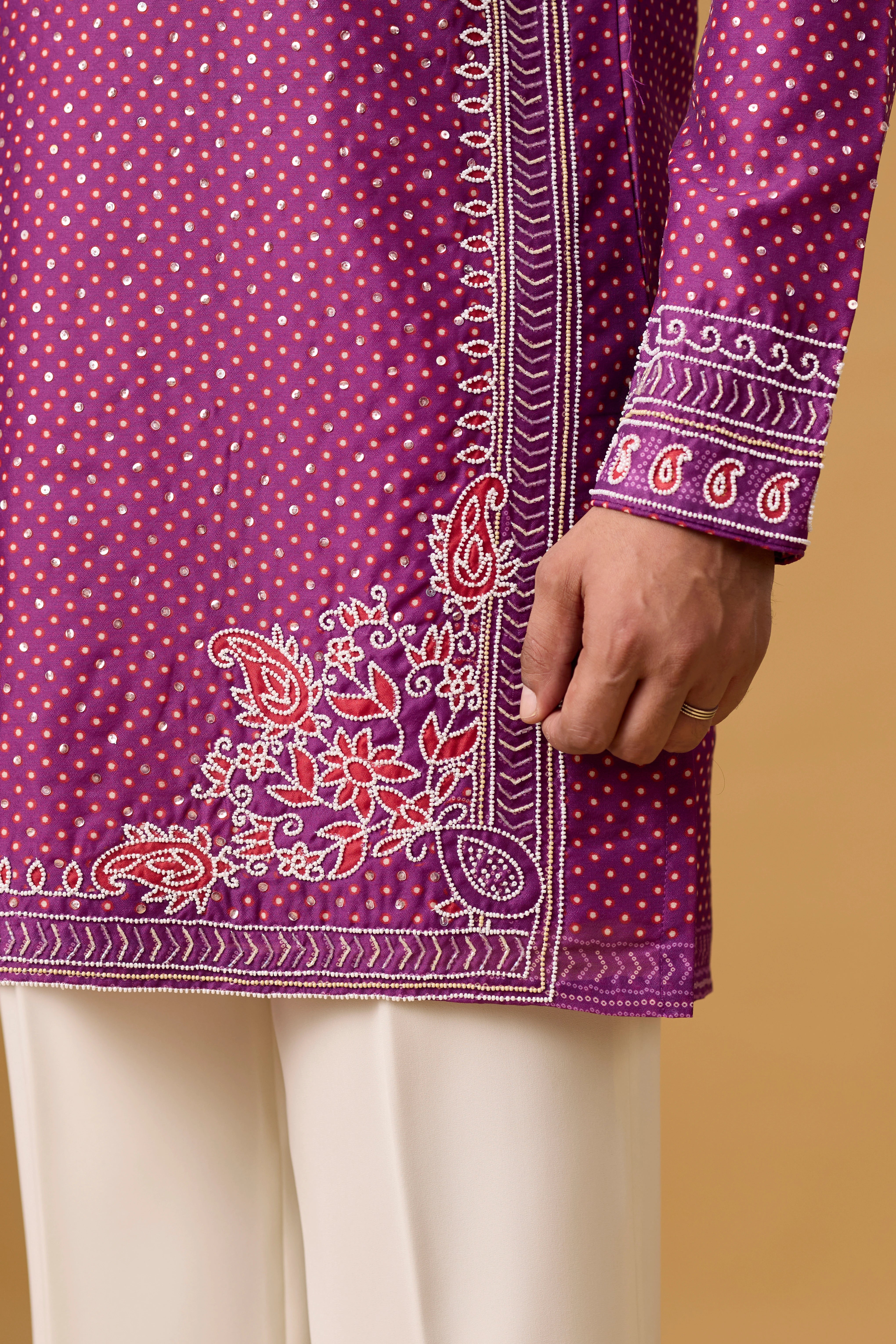 Royal Plum Printed Kurta with Heritage Stole