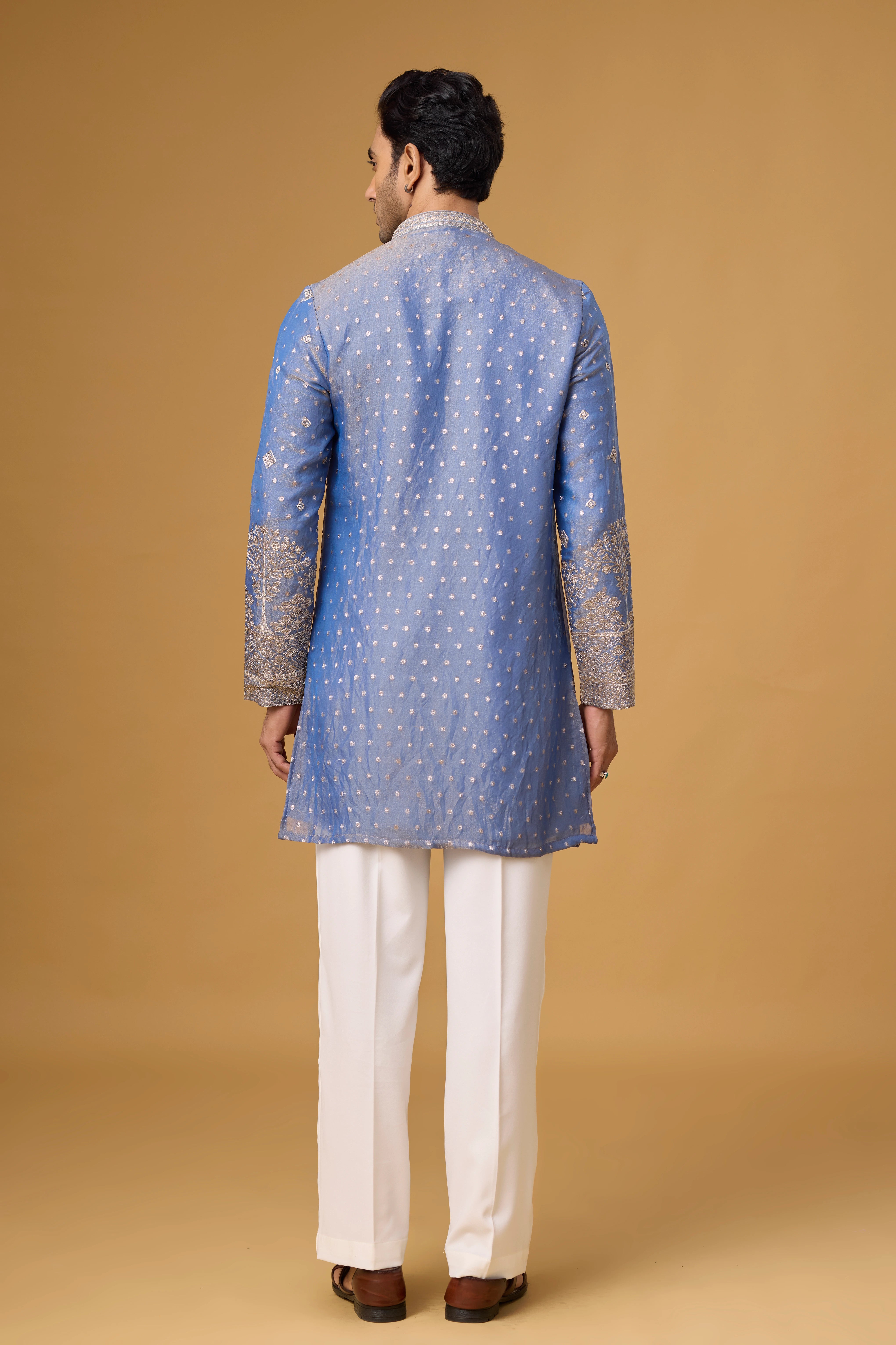 Heritage Tree Motif Kurta Pajama Set for Men – Front View | Mahavir NX