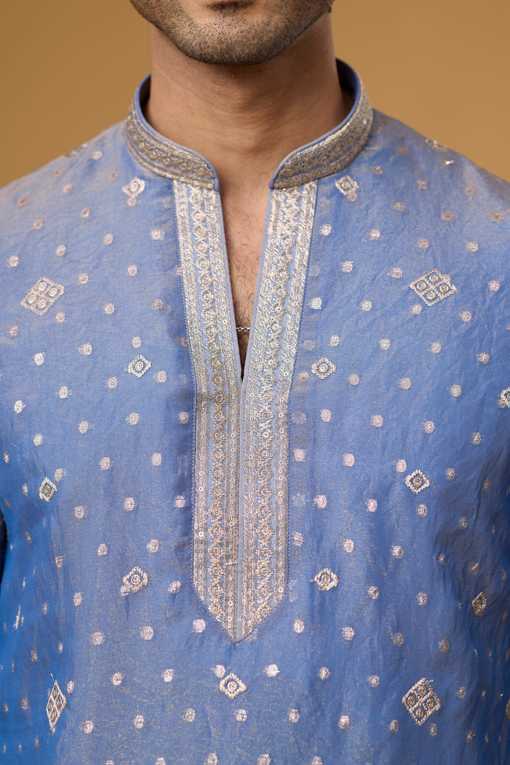 Tree Motif Heritage Kurta Set for Men – Full Length View | Mahavir NX