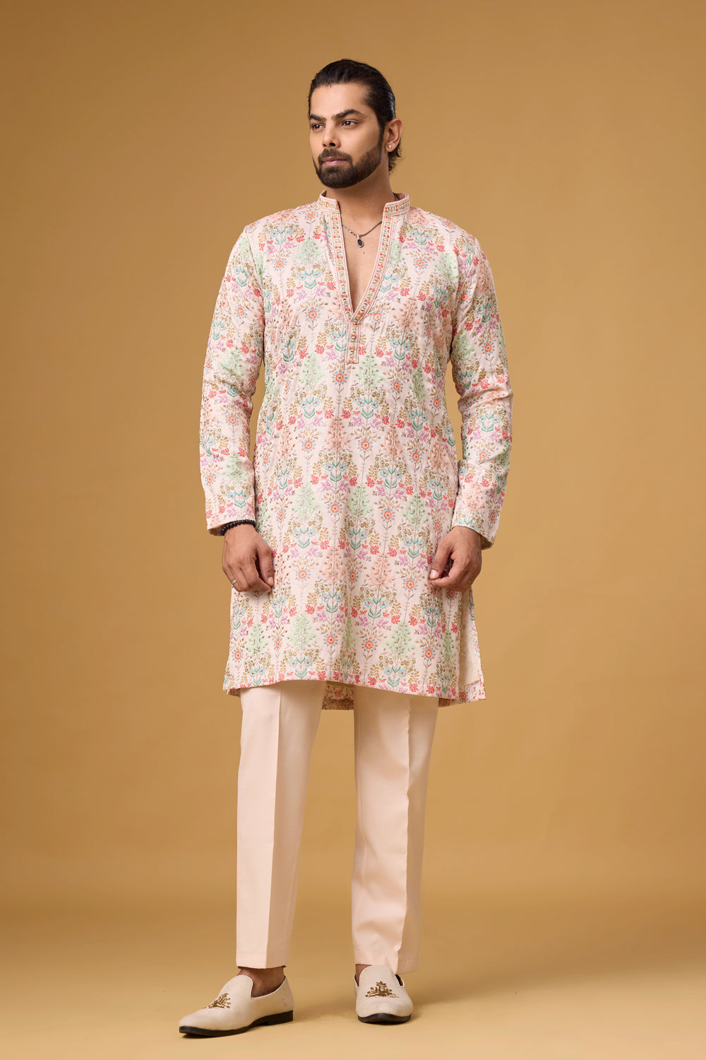 Haldi Dress for Men – Floral Garden Kurta Set | Mahavir NX