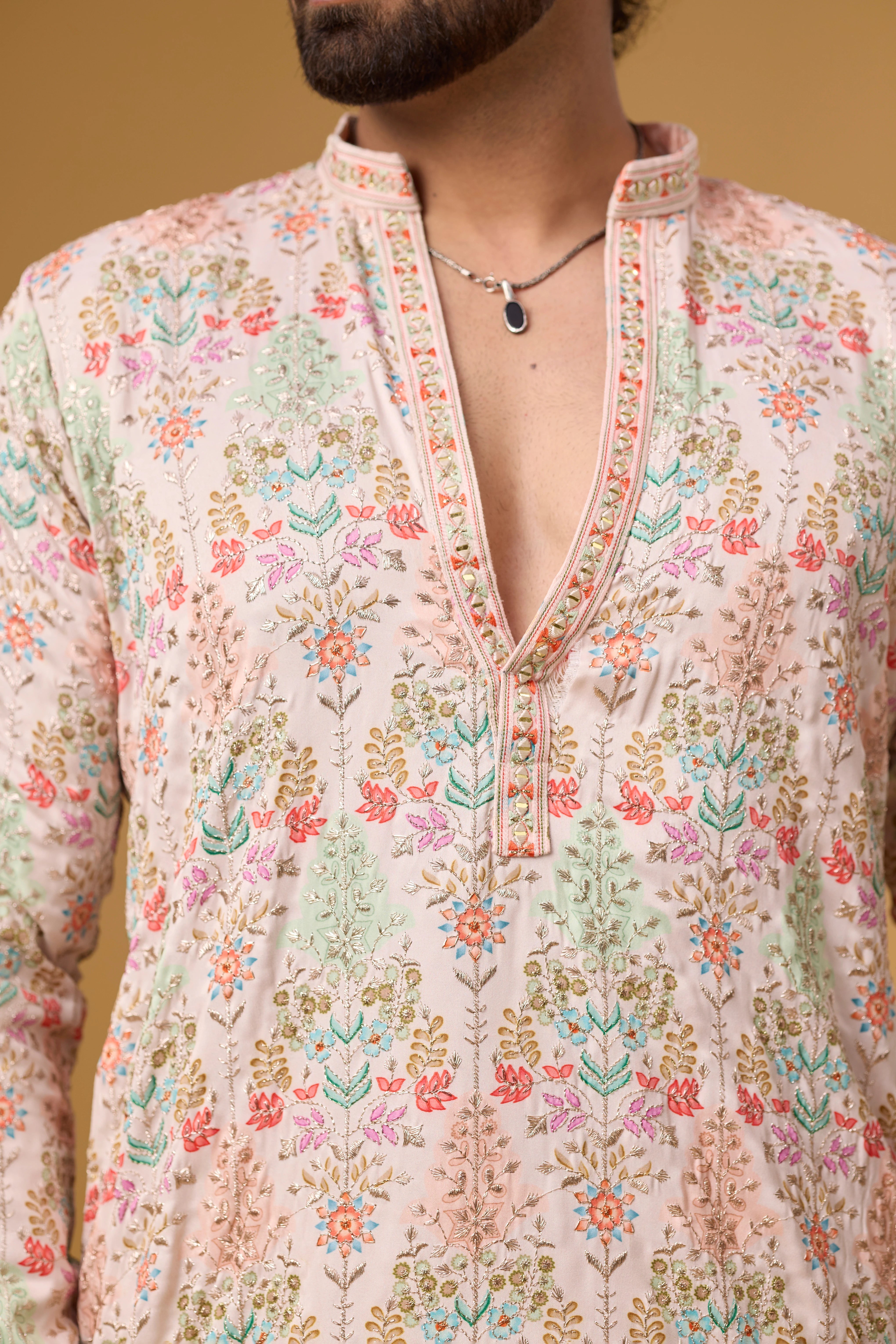 Soft Floral Kurta Set for Men – Family Function Wear | Mahavir NX