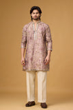 Dusty Rose Zari Embellished Kurta Set for Men | Mahavir NX