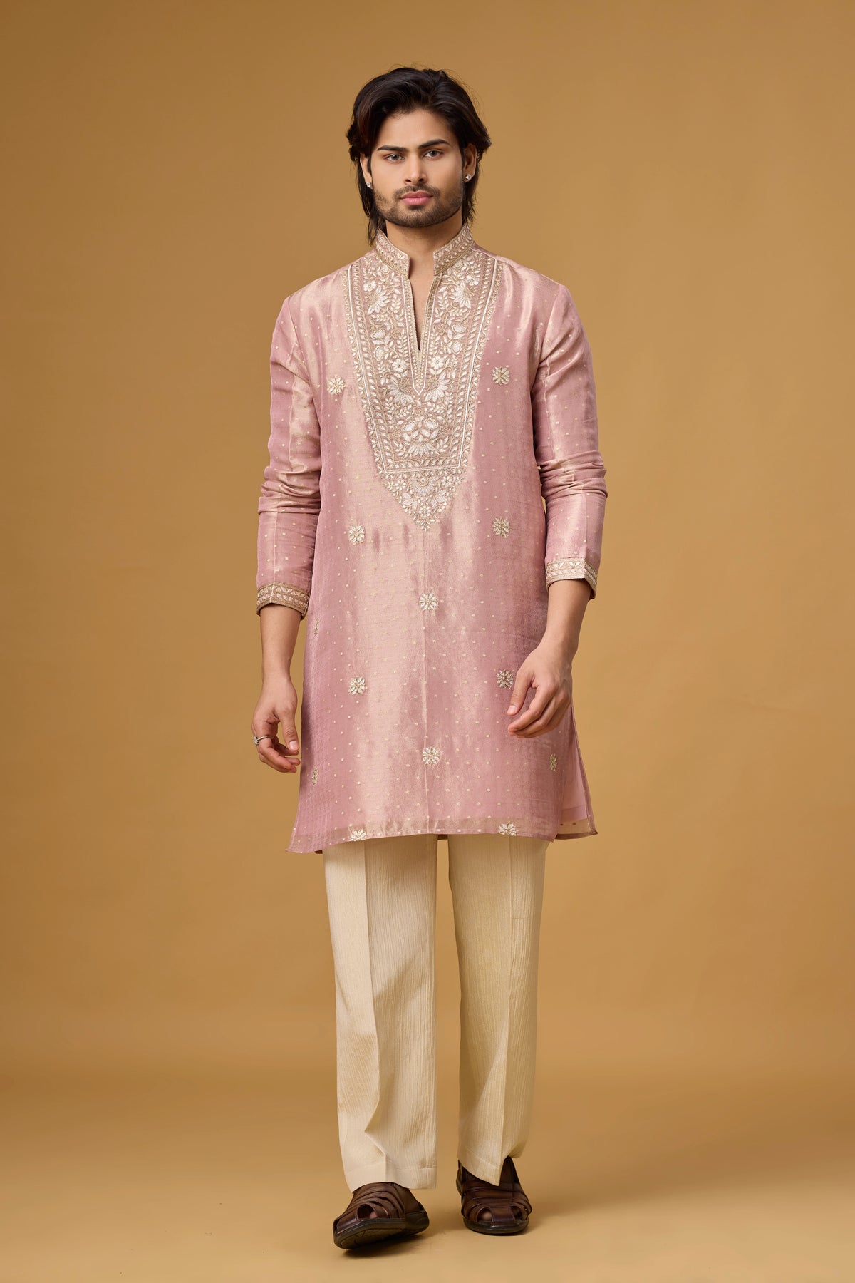 Blush Rose Floral Embroidered Kurta Set