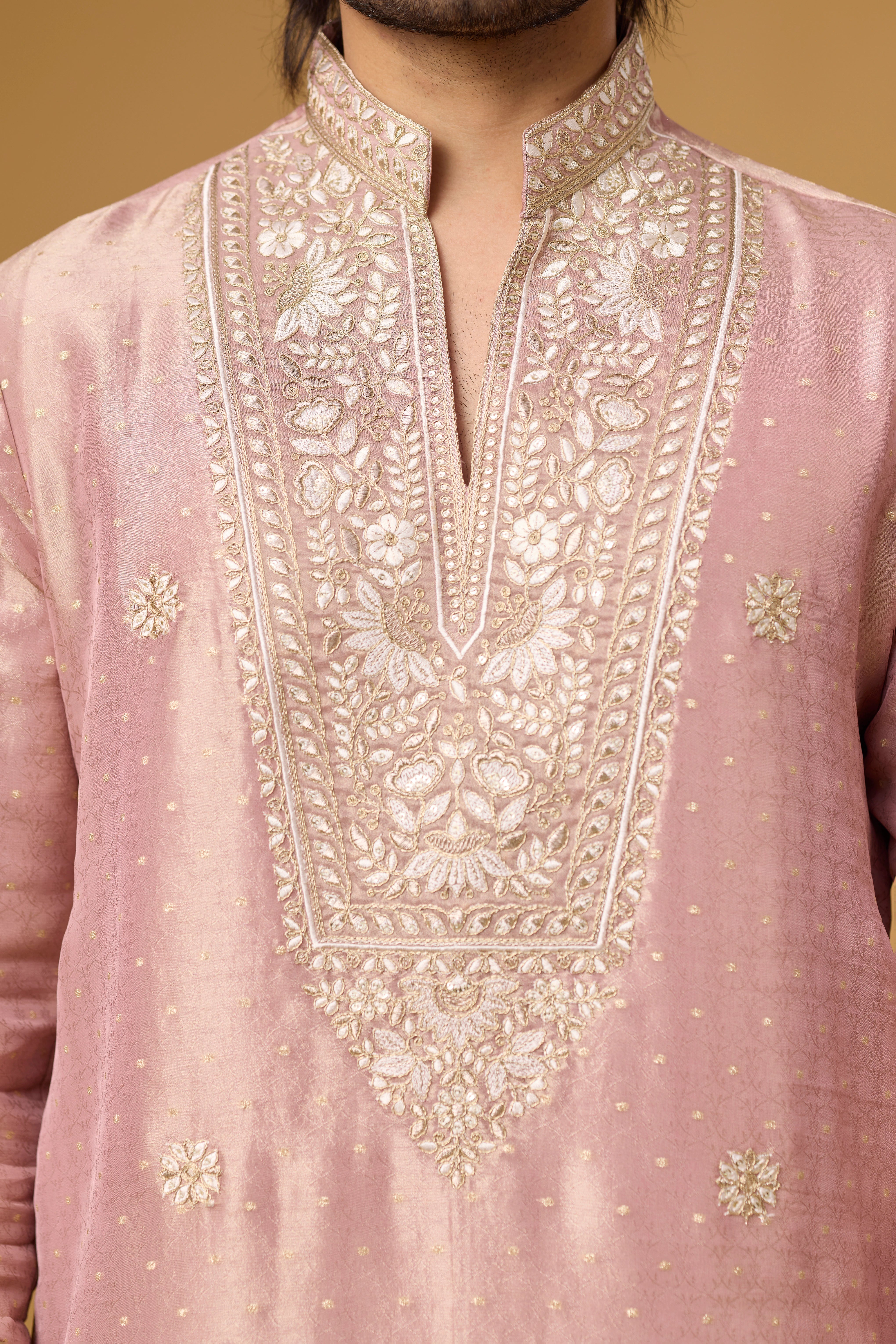 Blush Rose Floral Embroidered Kurta Set