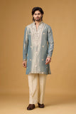 Misty Blue Floral Embroidered Kurta Set