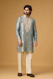 Misty Blue Floral Embroidered Kurta Set