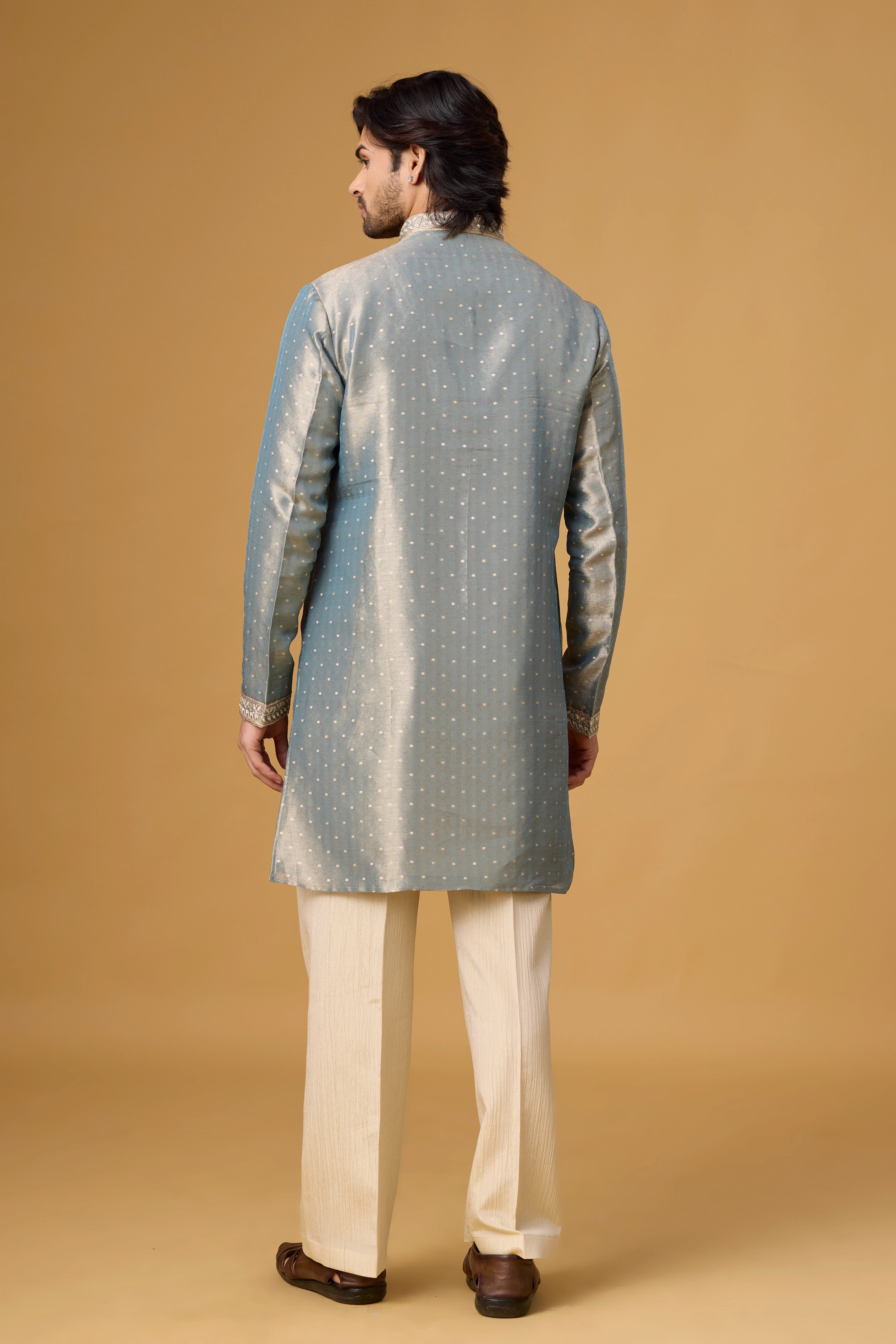 Misty Blue Floral Embroidered Kurta Set