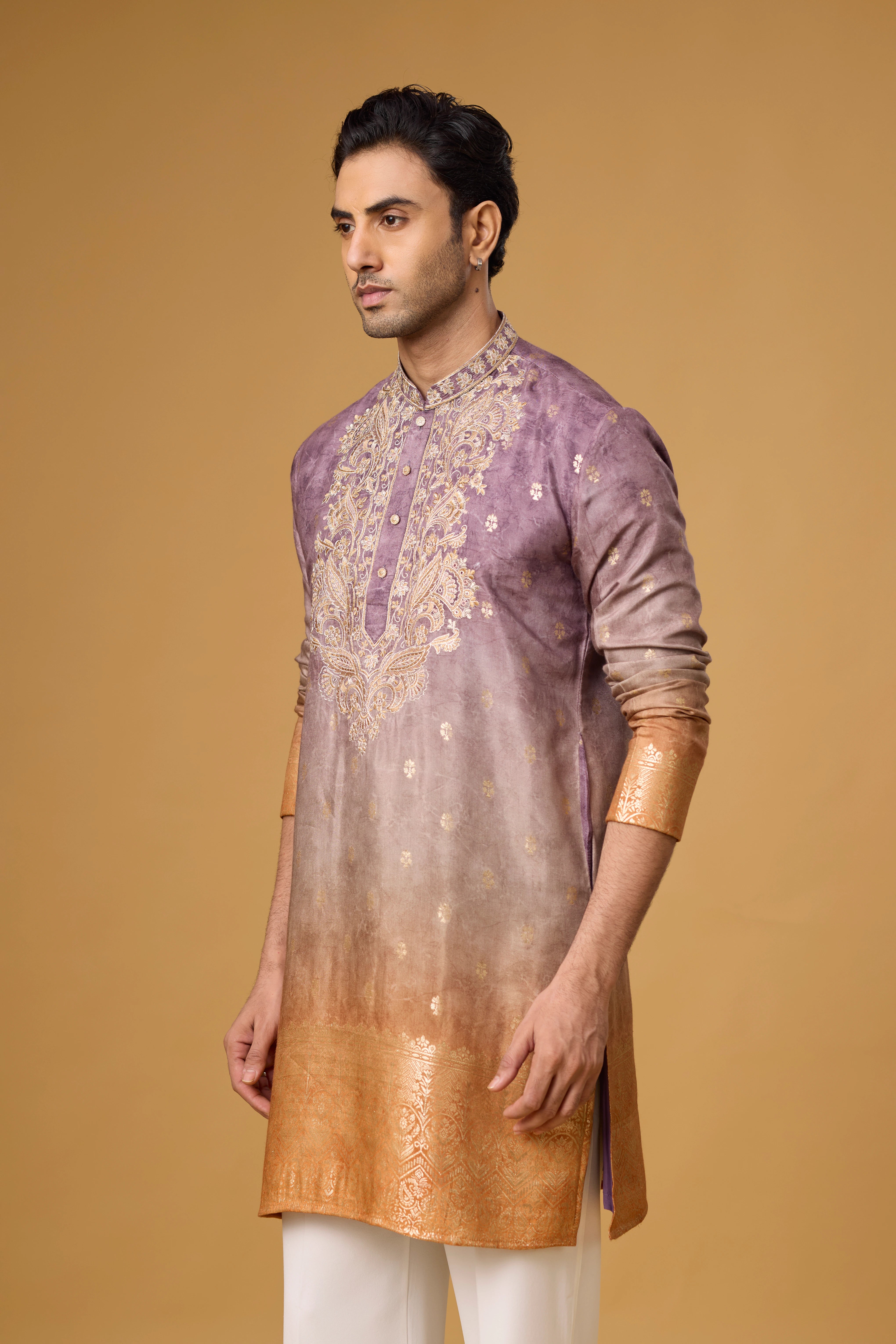 Regal Plum Paisley Embroidered Kurta Set