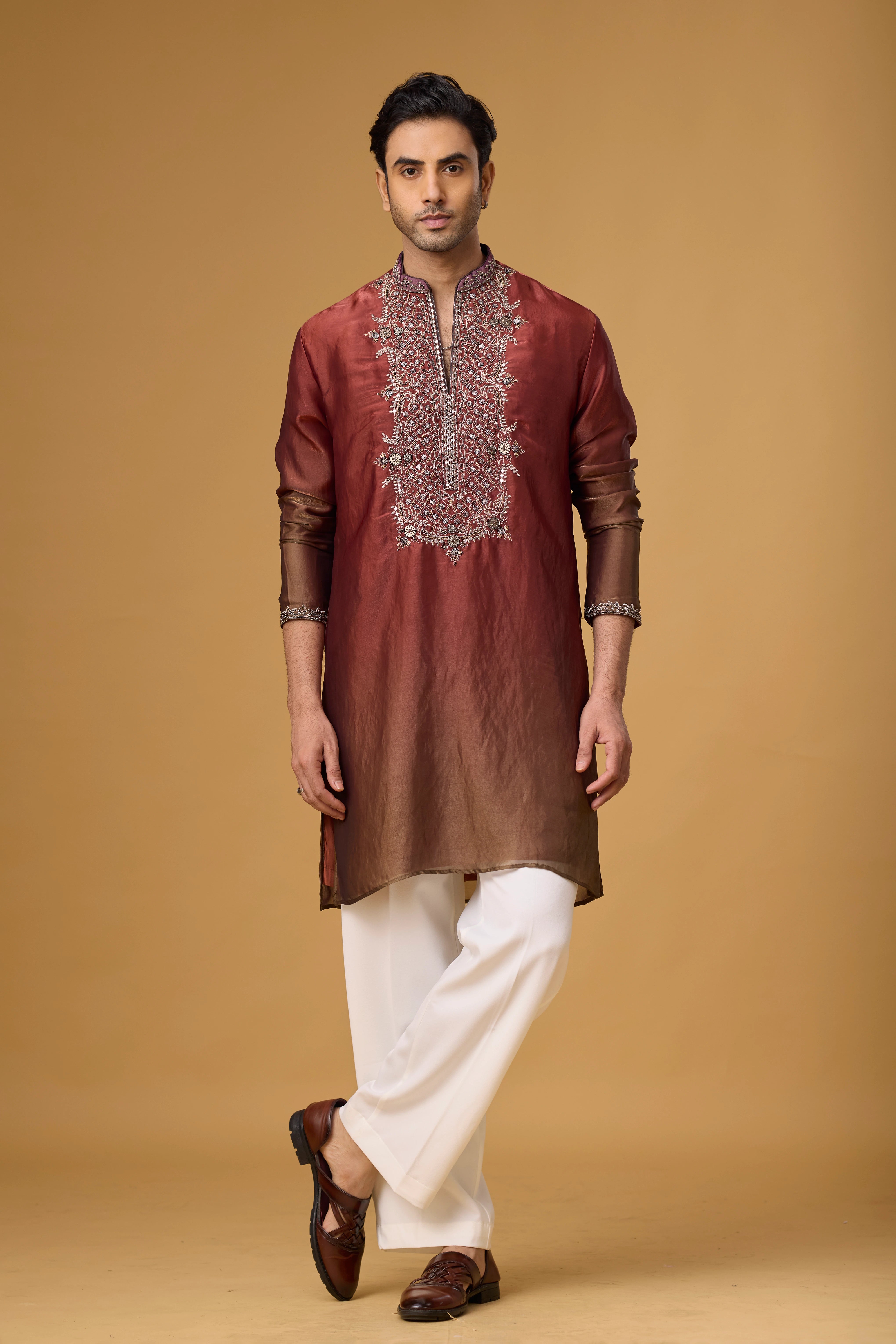 Regal Burgundy Heritage Embroidered Kurta Set