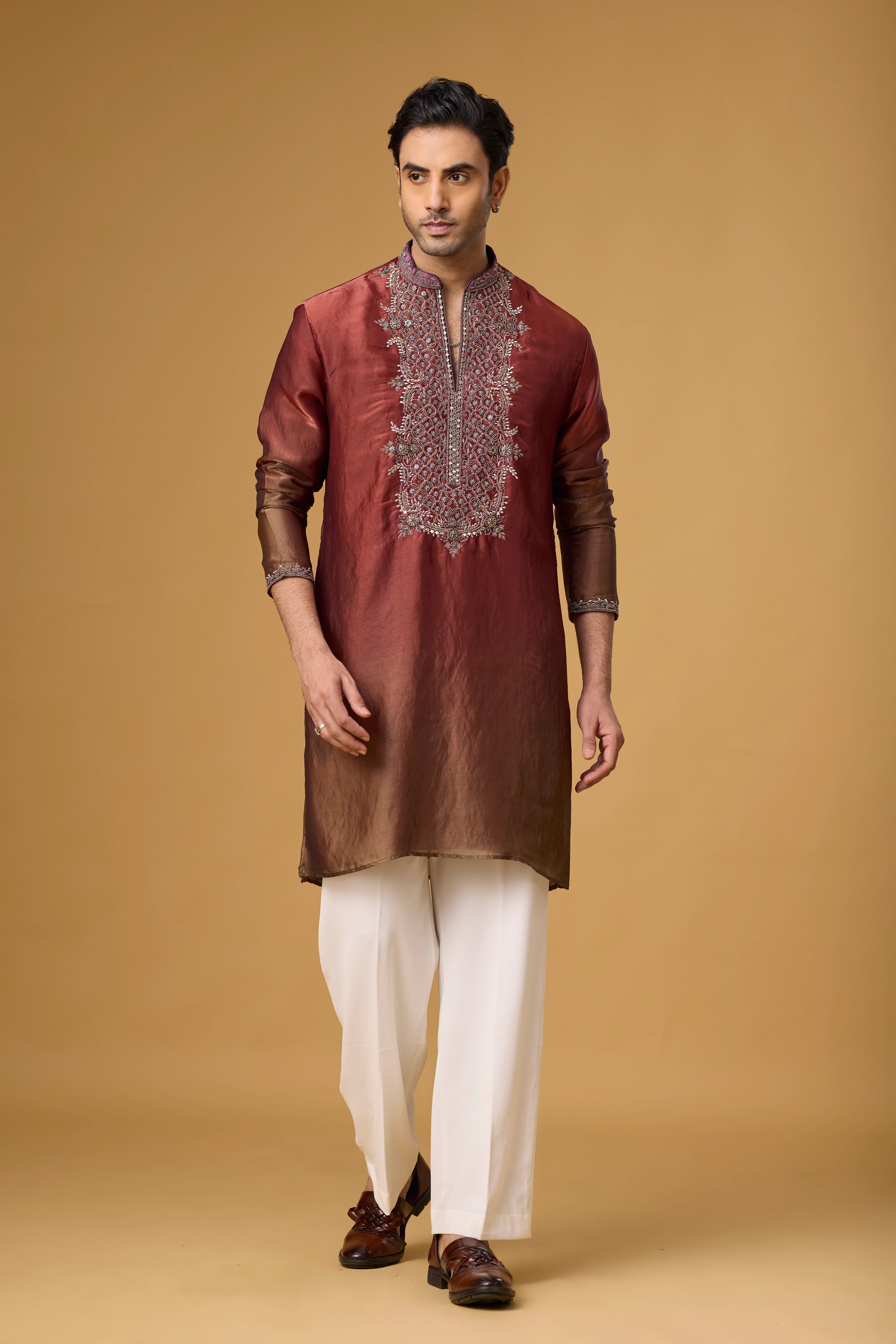 Regal Burgundy Heritage Embroidered Kurta Set