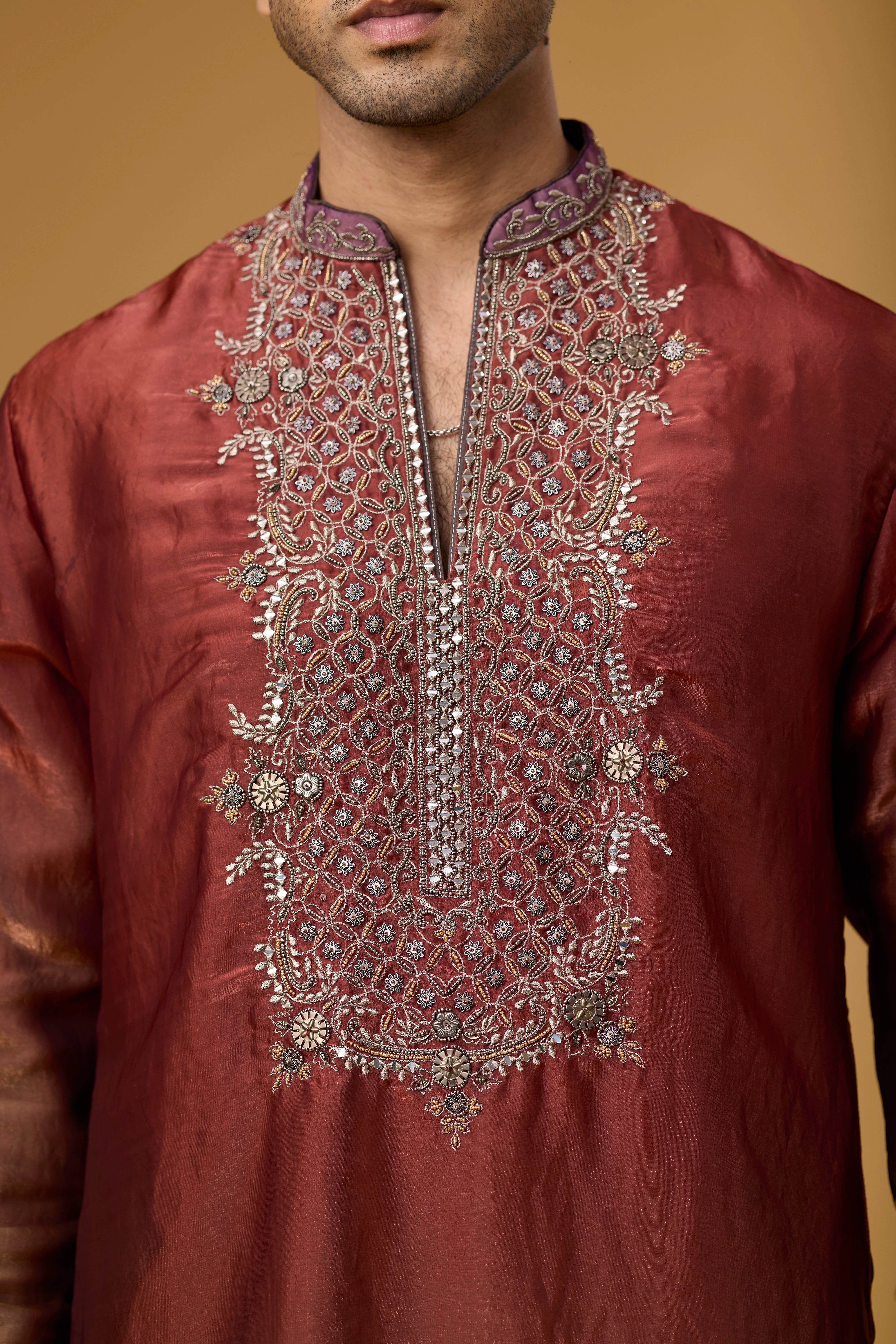 Regal Burgundy Heritage Embroidered Kurta Set