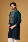 Midnight Teal Heritage Embroidered Kurta Set