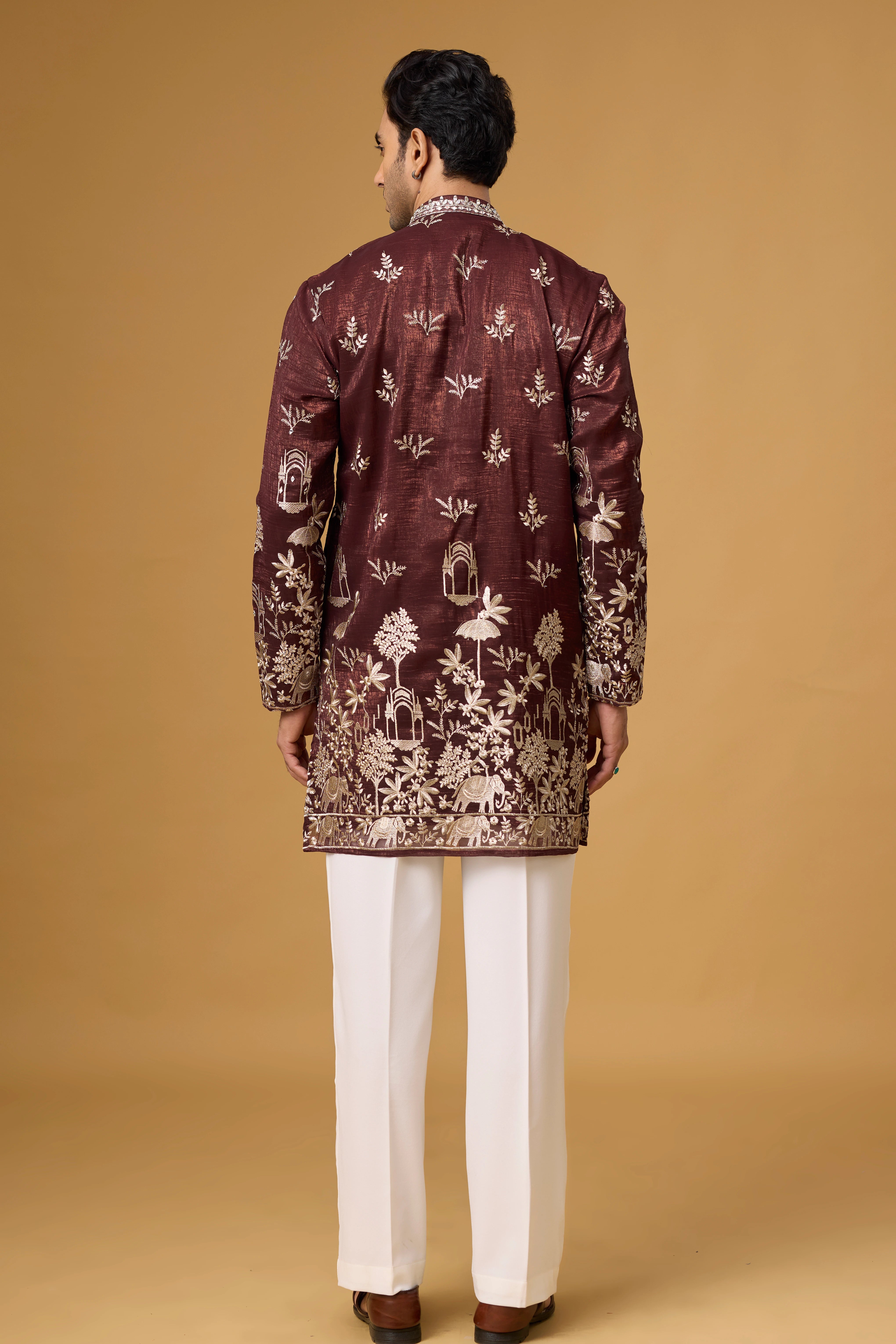 Royal Burgundy Gardenia Embroidered Kurta Set