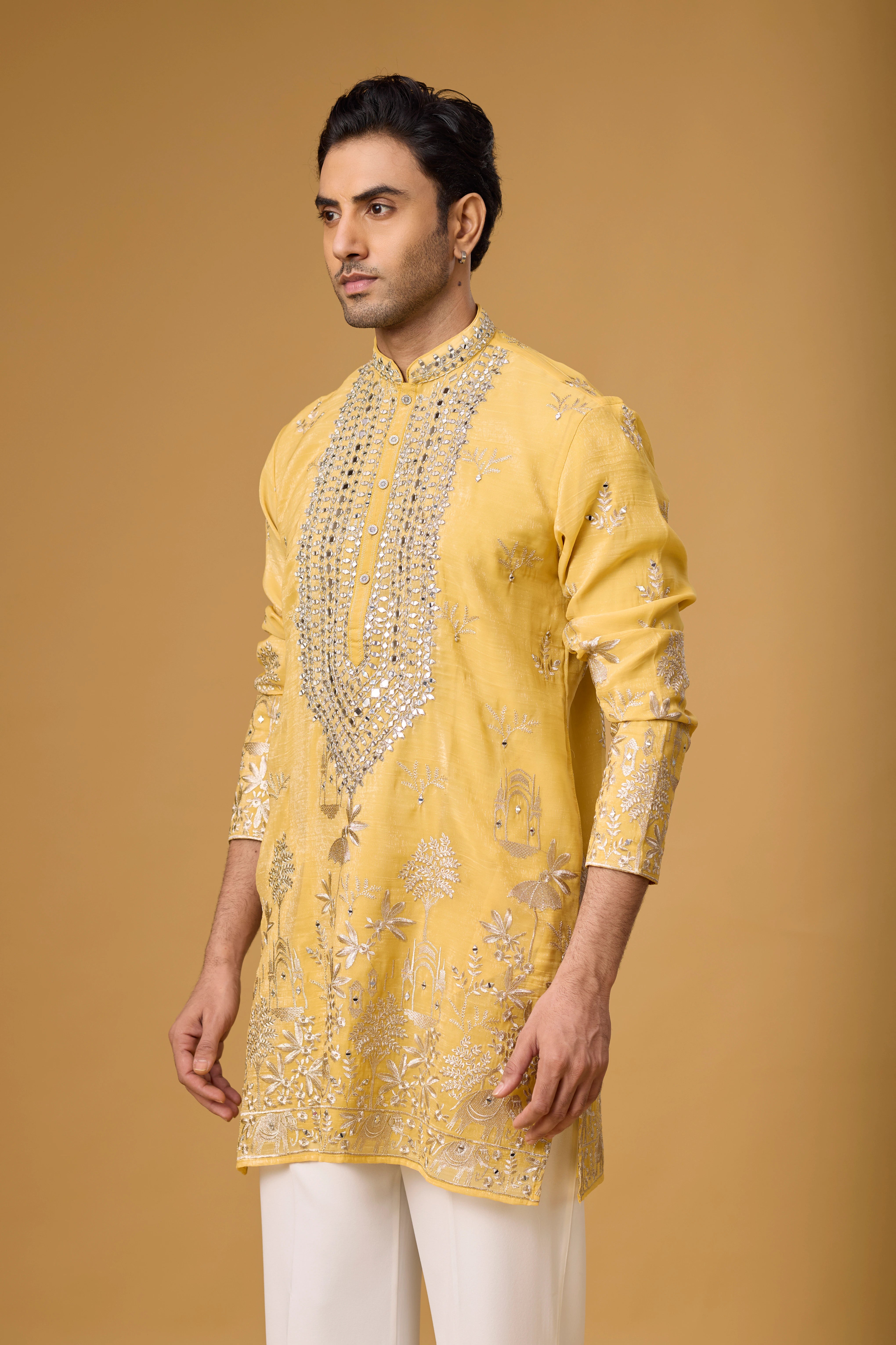 Golden Sunburst Embroidered Kurta Set