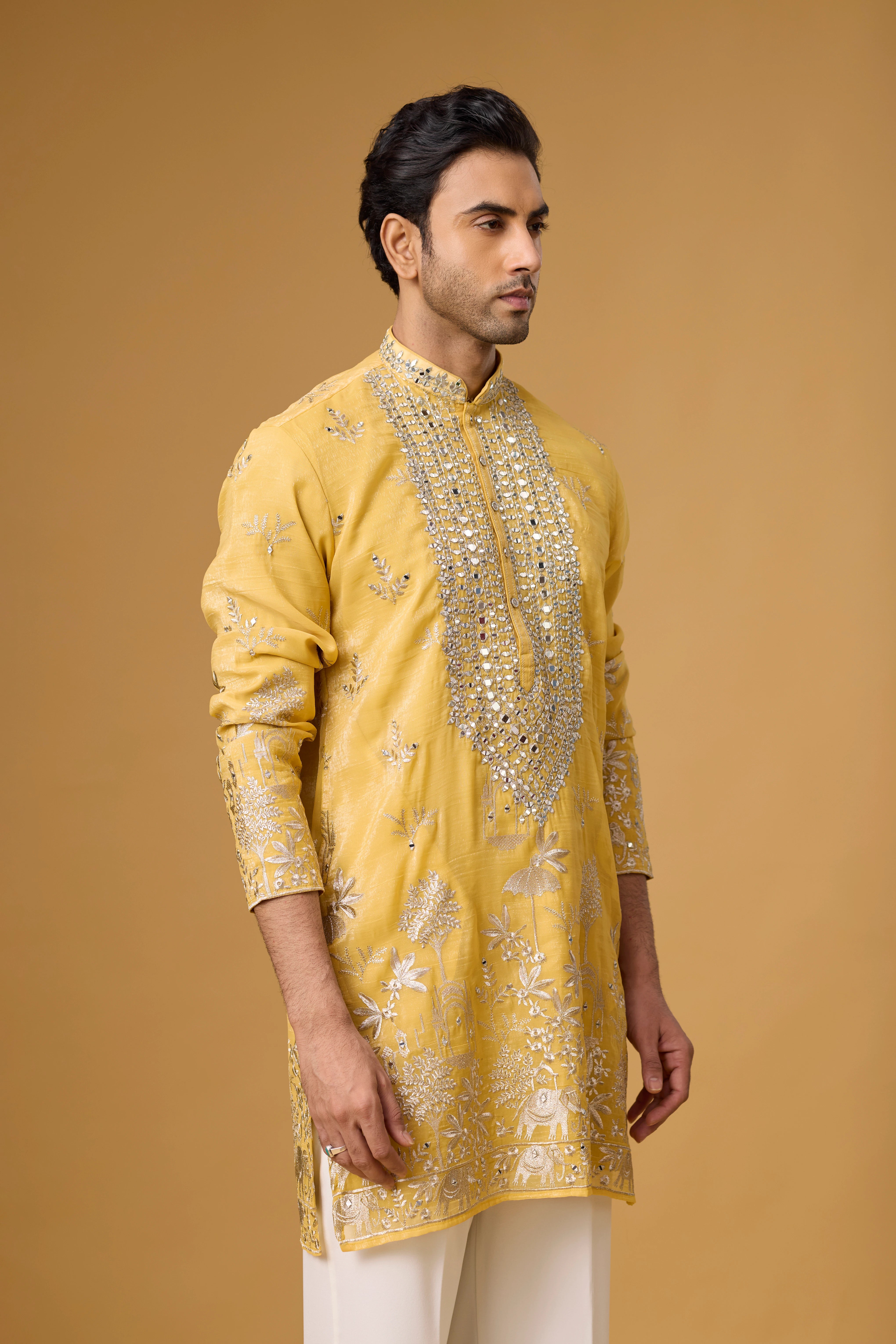 Golden Sunburst Embroidered Kurta Set