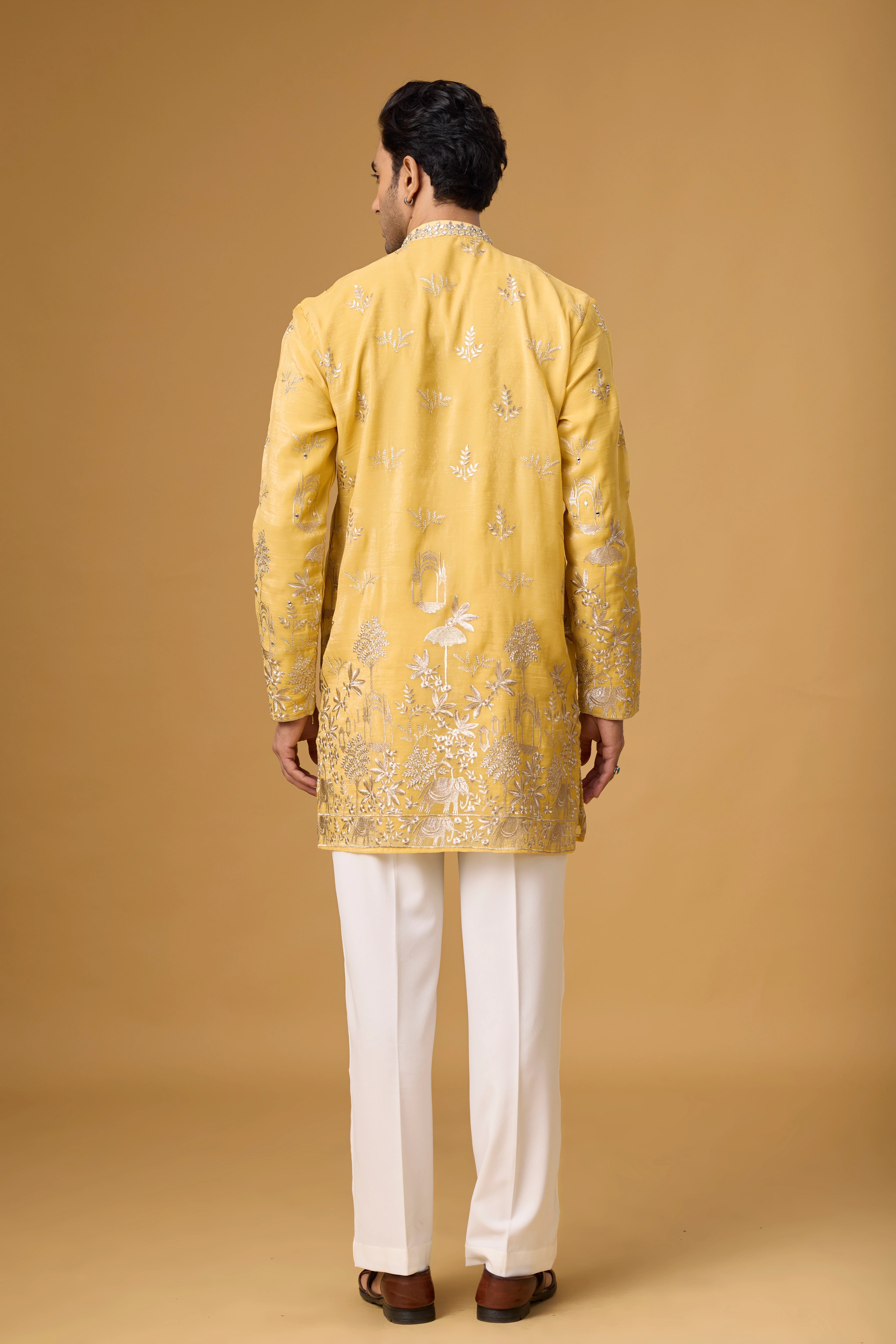 Golden Sunburst Embroidered Kurta Set