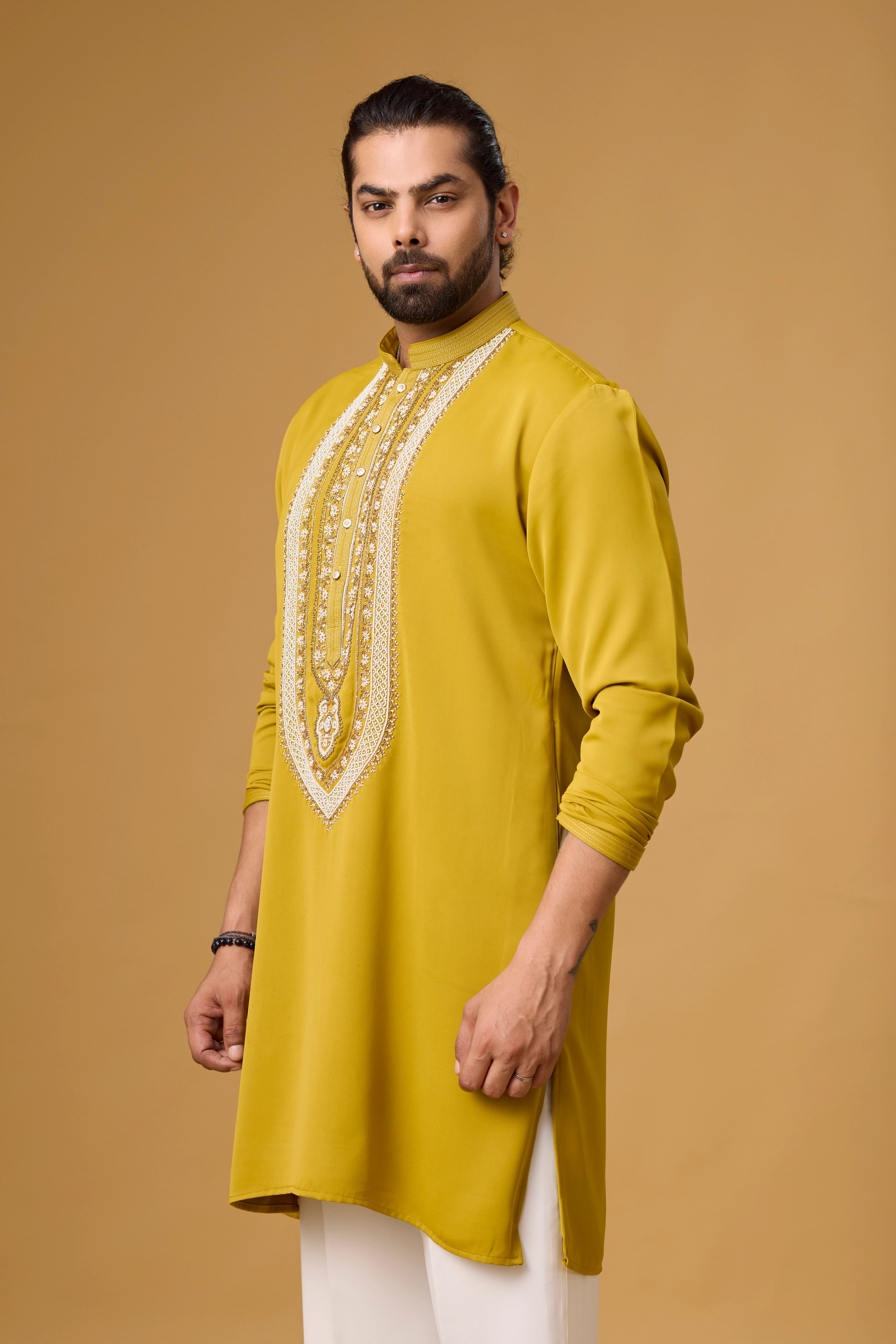 Mustard Royale Embroidered Kurta Set