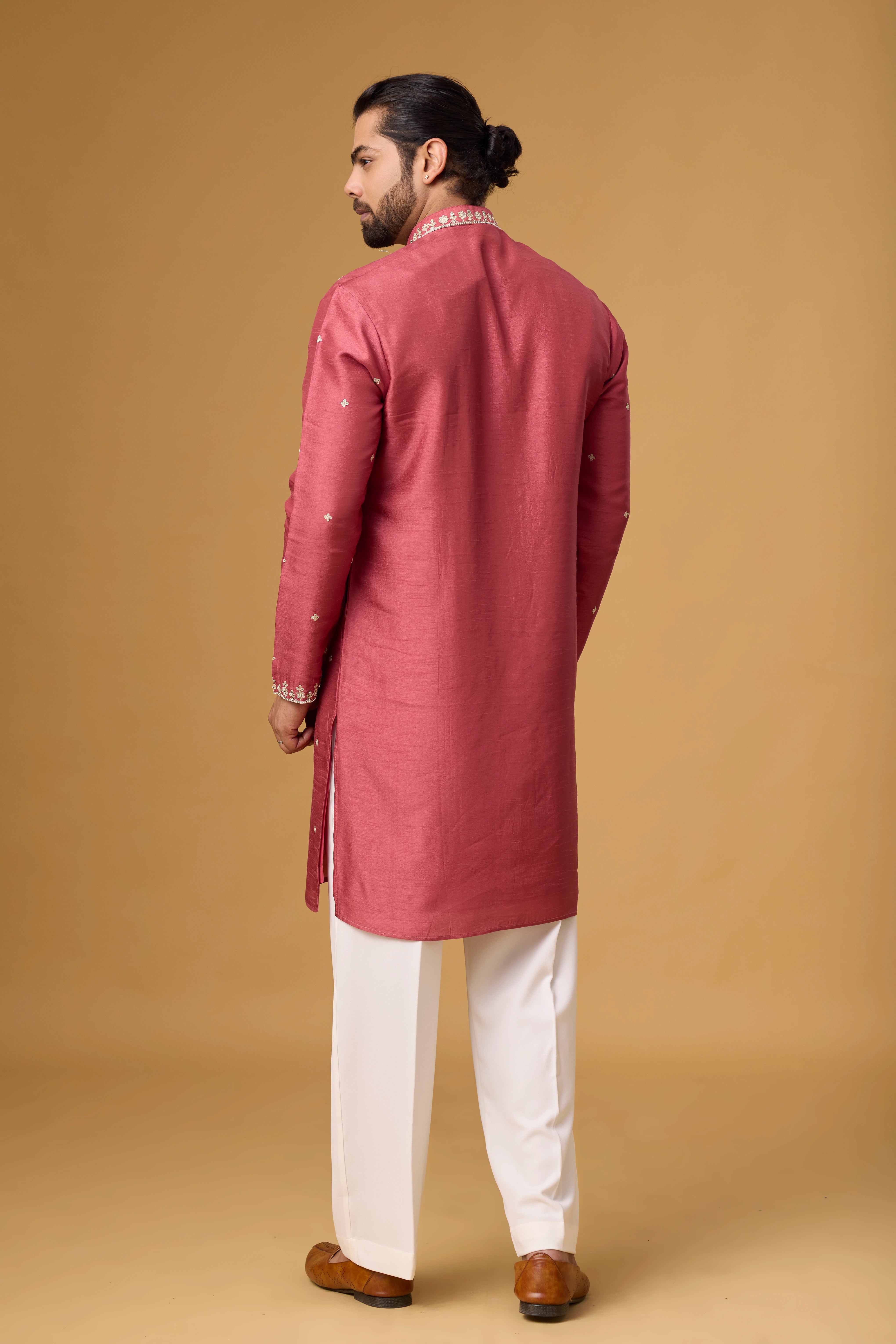 Rosewood Pink Embroidered Heritage Kurta Set