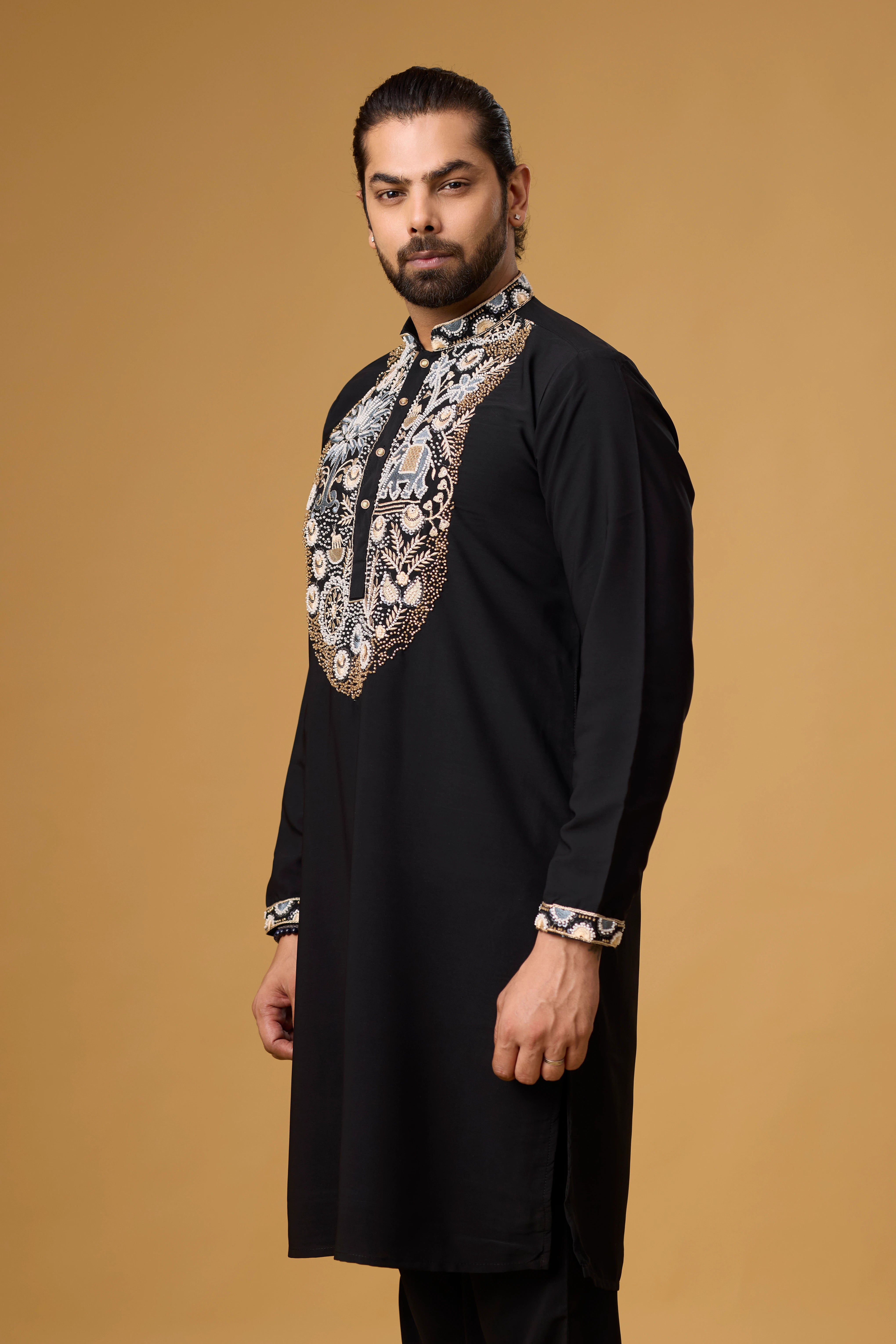 Buy Motif Embroidered Kurta Set for Men Online India | Mahavir NX