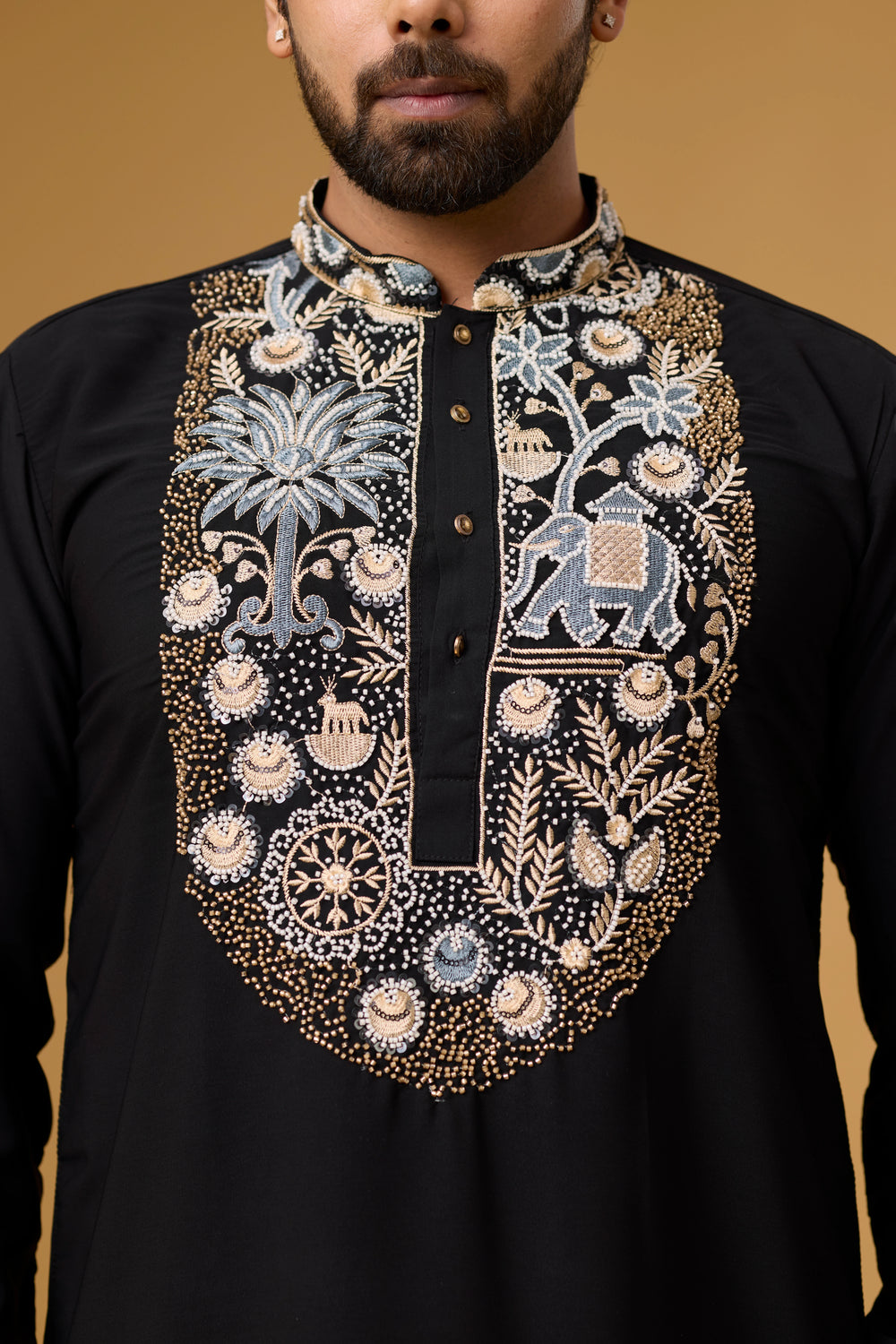 Designer Regal Motif Ethnic Kurta Set – Side View | Mahavir NX