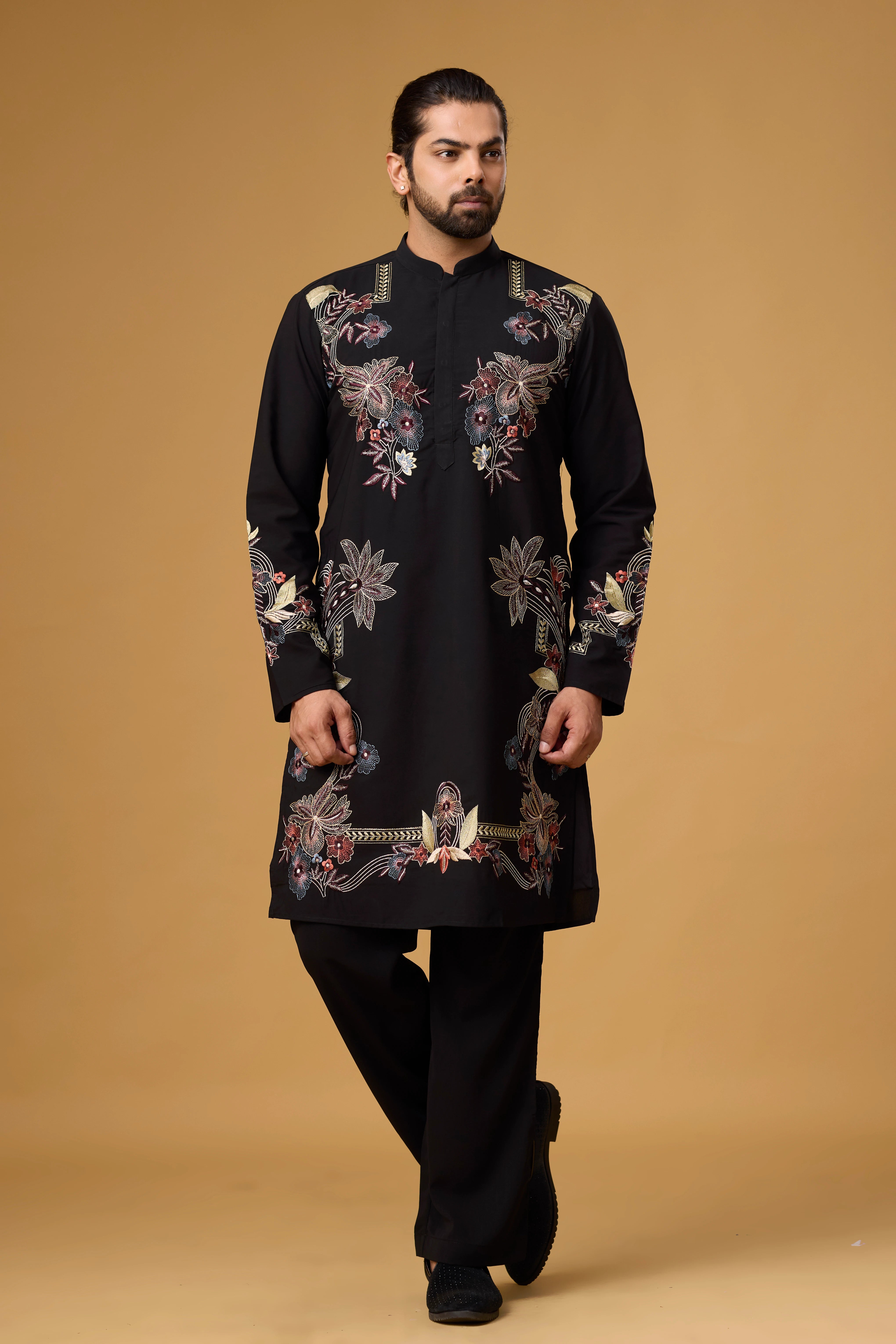 Thread Work Floral Kurta for Men – Wedding Ethnic Wear | Mahavir NX