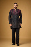 Midnight Maroon Geometric Embroidered Kurta Set