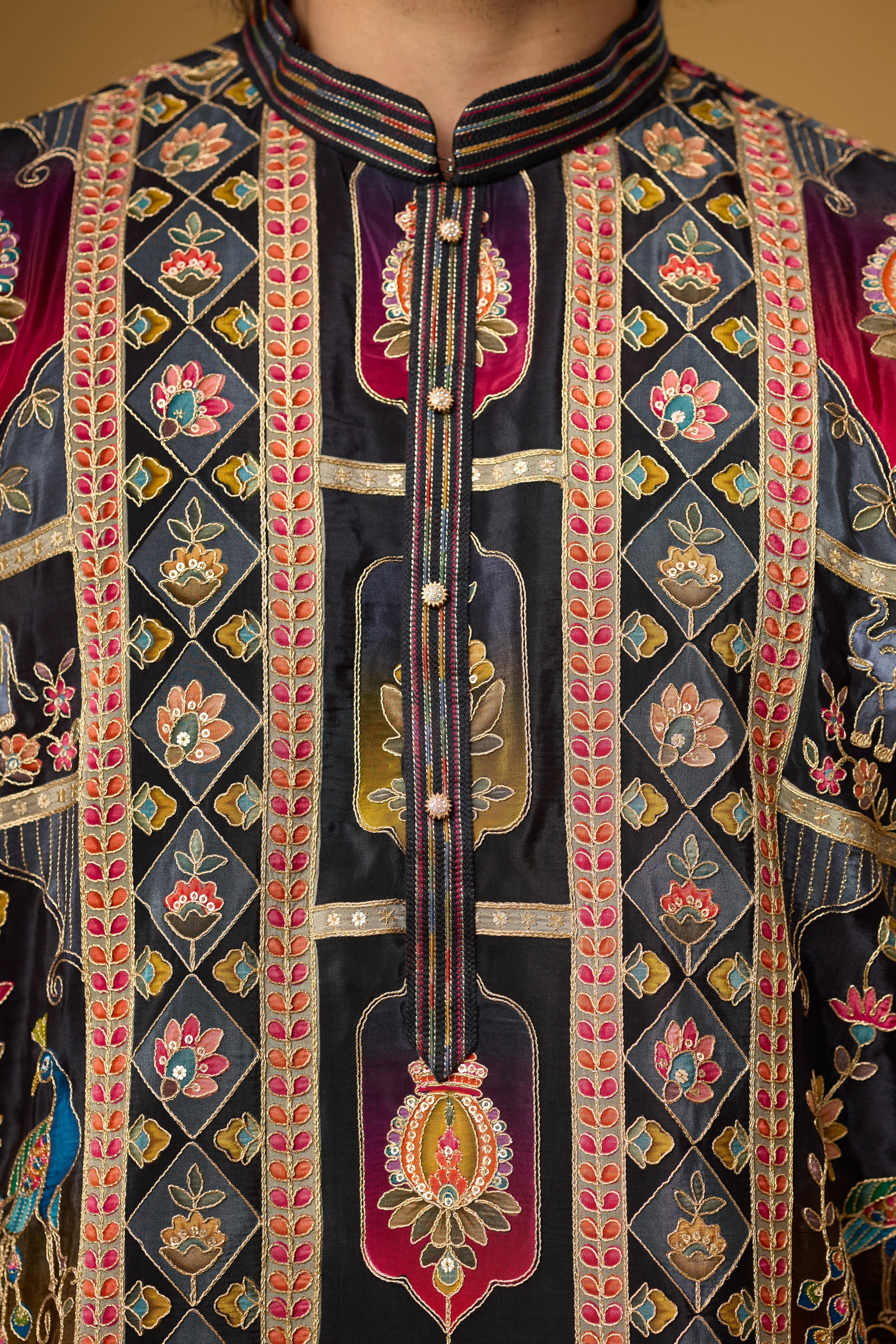 Black Regal Tapestry Embroidered Kurta Set