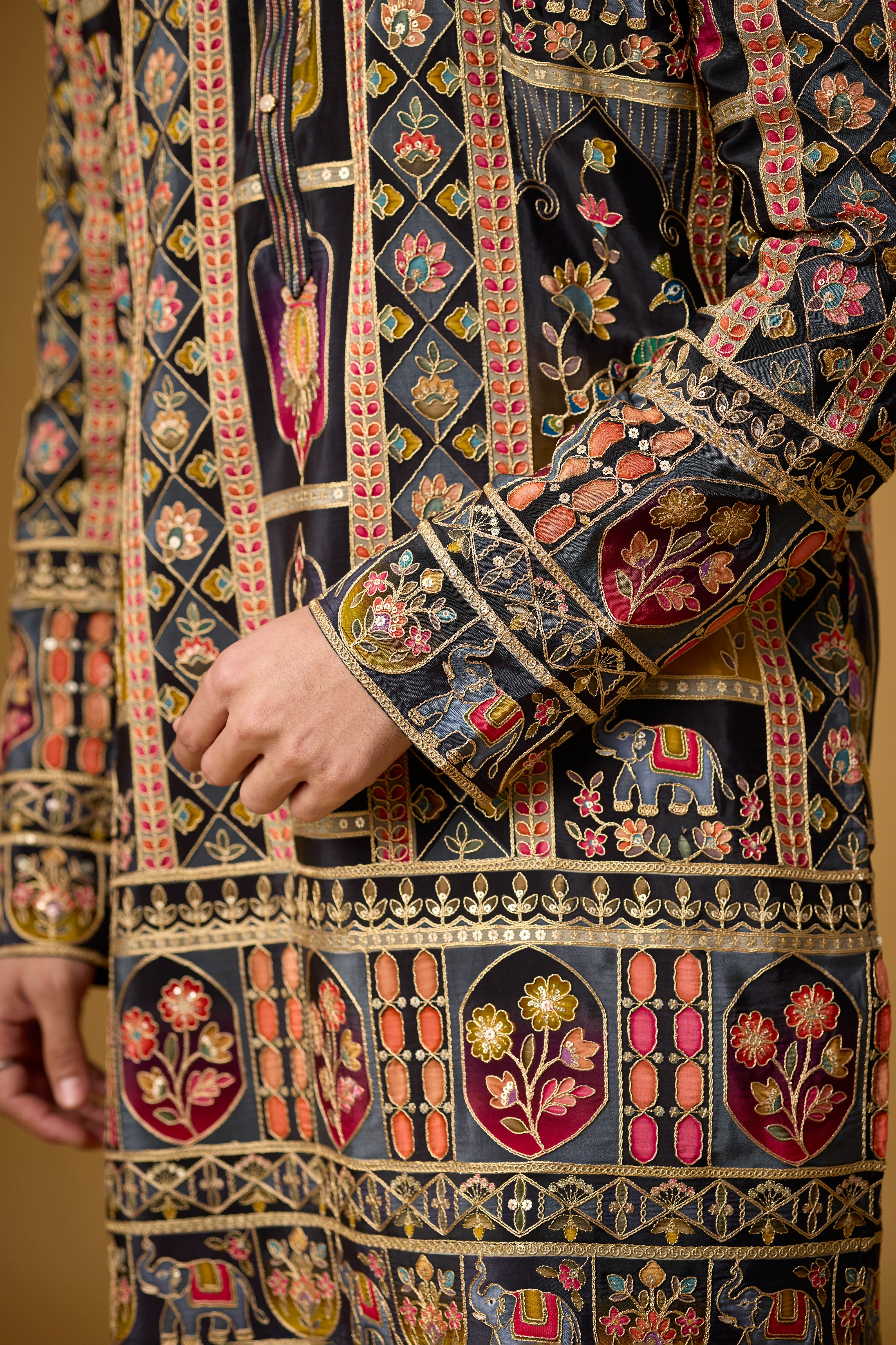 Black Regal Tapestry Embroidered Kurta Set