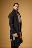 Midnight Black Regal Embroidered Kurta Set with Stole