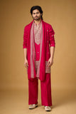Royal Fuchsia Embroidered Kurta Set with Stole