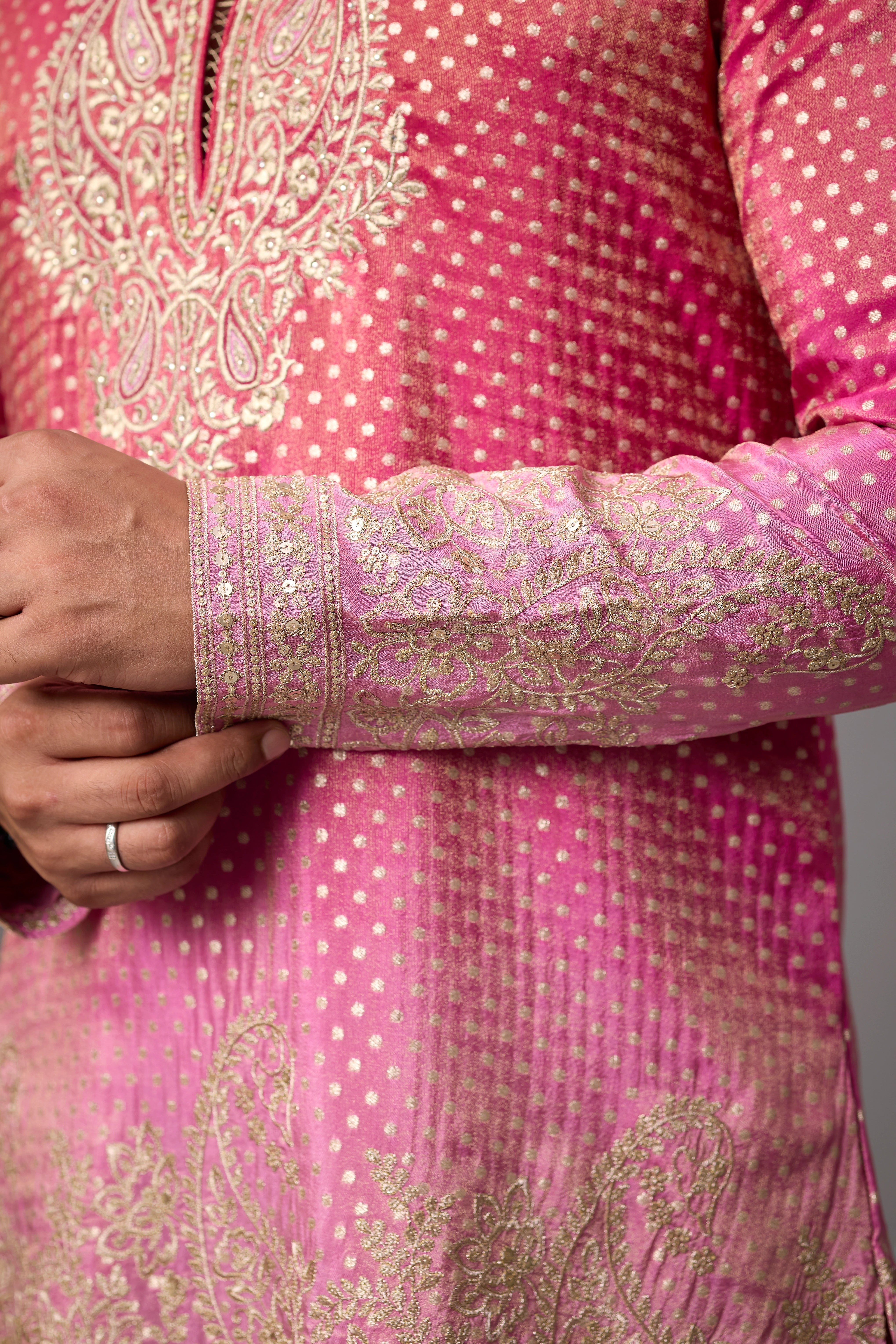 Designer Paisley Embroidered Ethnic Kurta – Side View | Mahavir NX