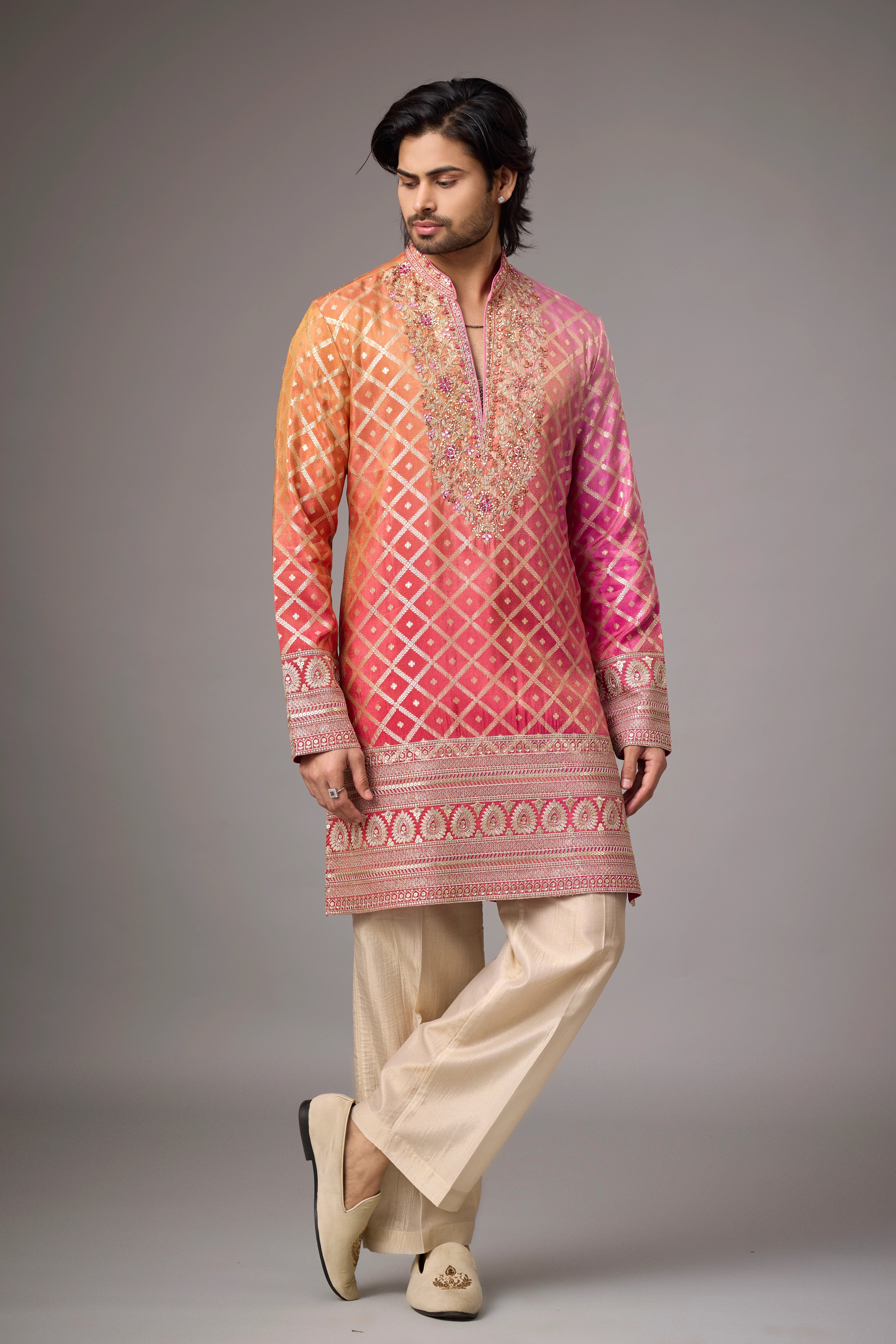 Designer Diamond Weave Kurta for Men – Festive Ethnic Wear | Mahavir NX