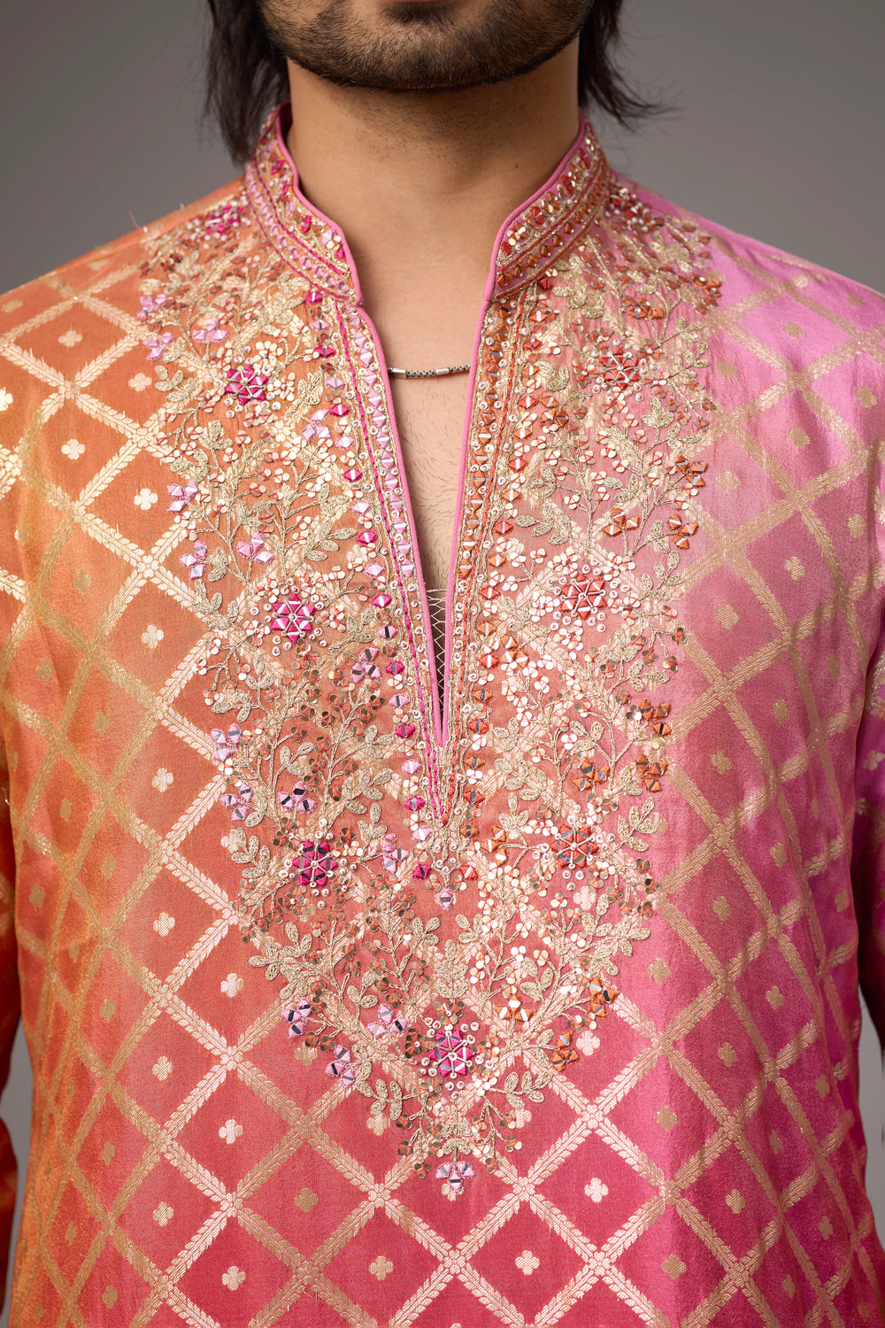 Diamond Weave Ethnic Kurta for Men – Side View | Mahavir NX